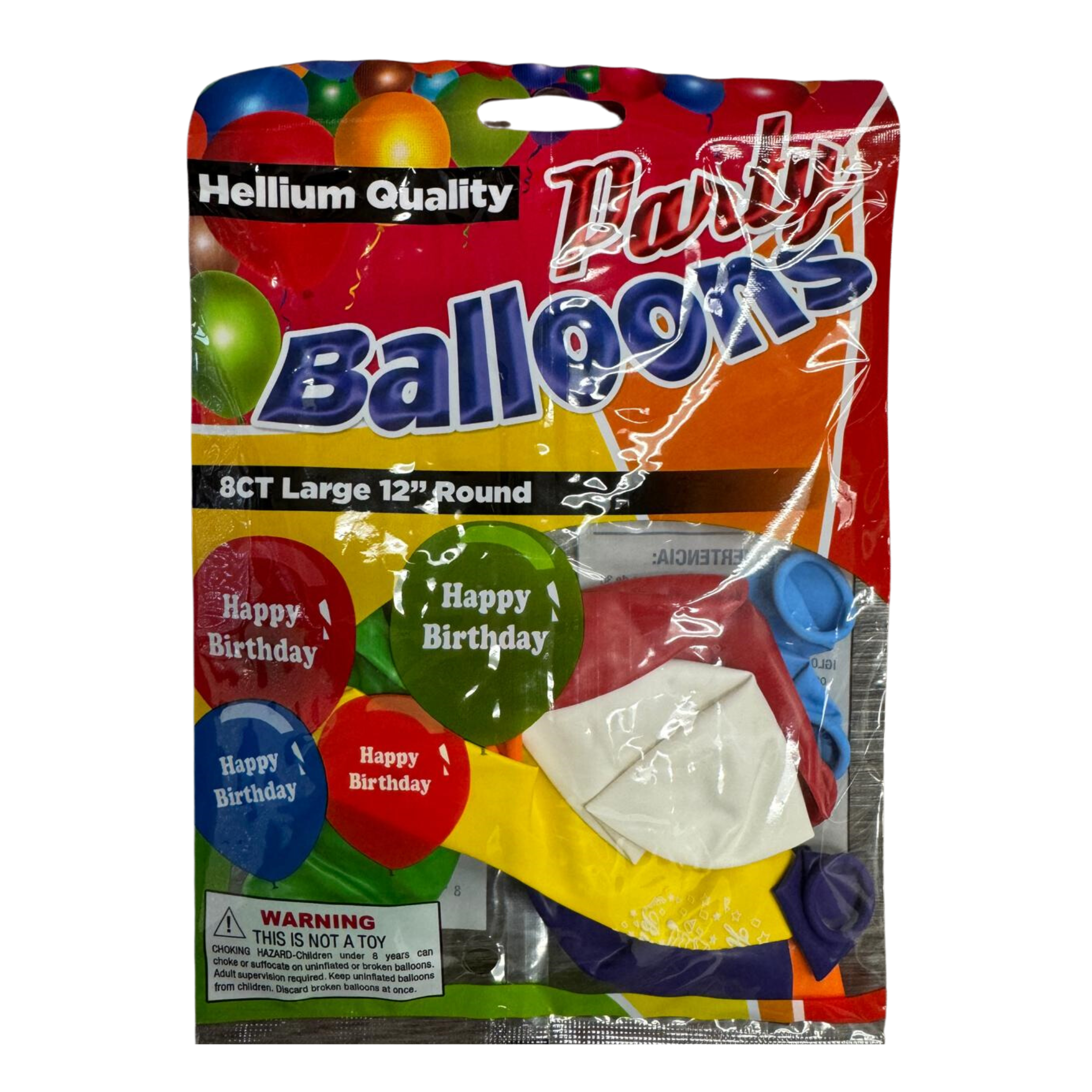Balloons Happy Birthday 12/8ct