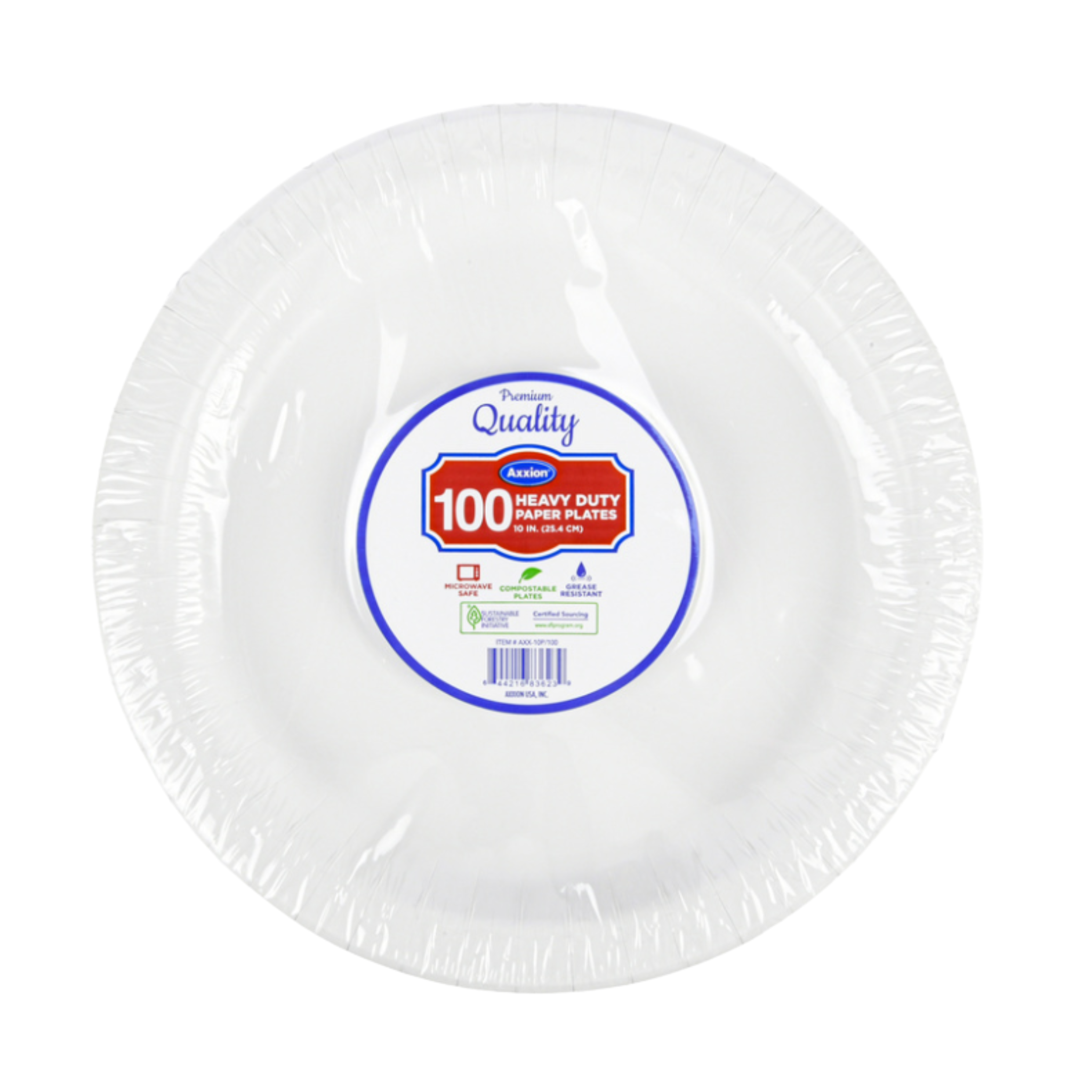Axxion Heavy Duty Paper Plates 10" 4/100ct