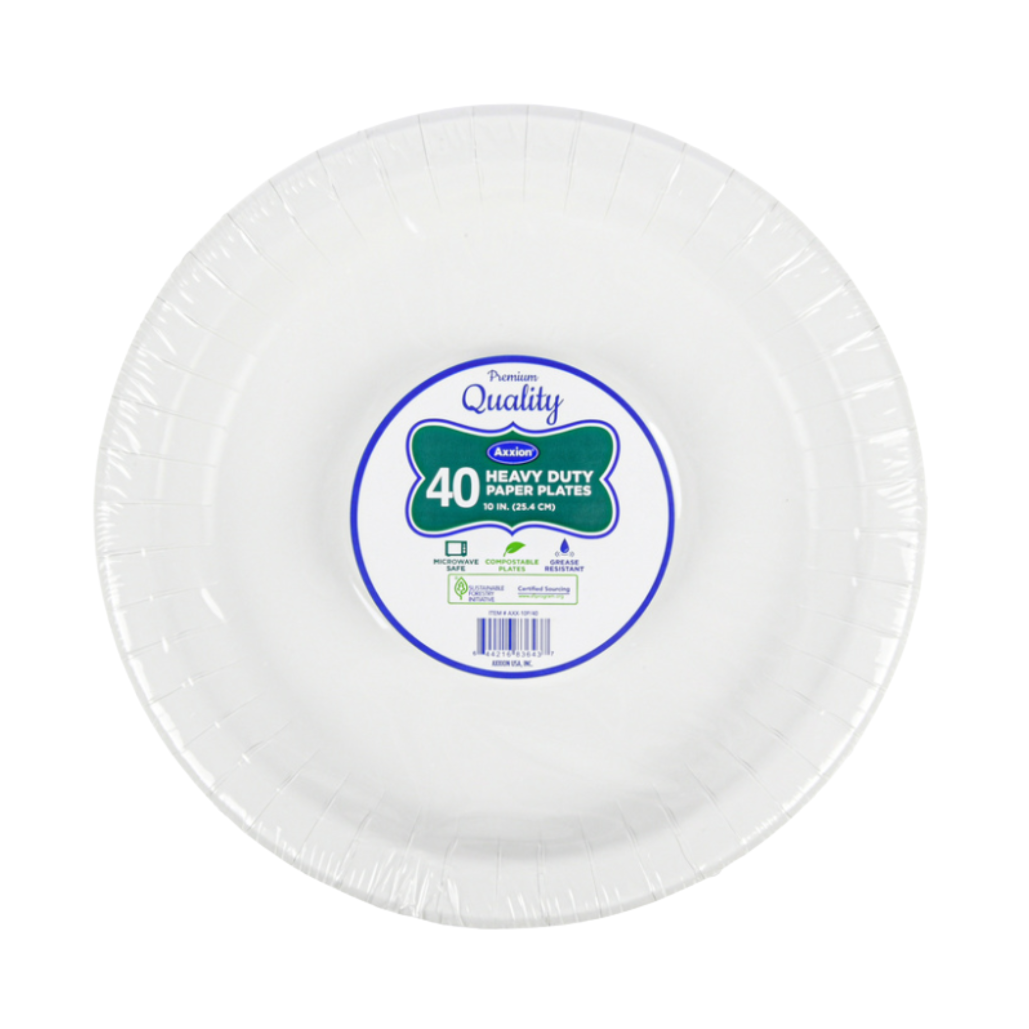 Axxion Heavy Duty Paper Plates 10" 8/40ct