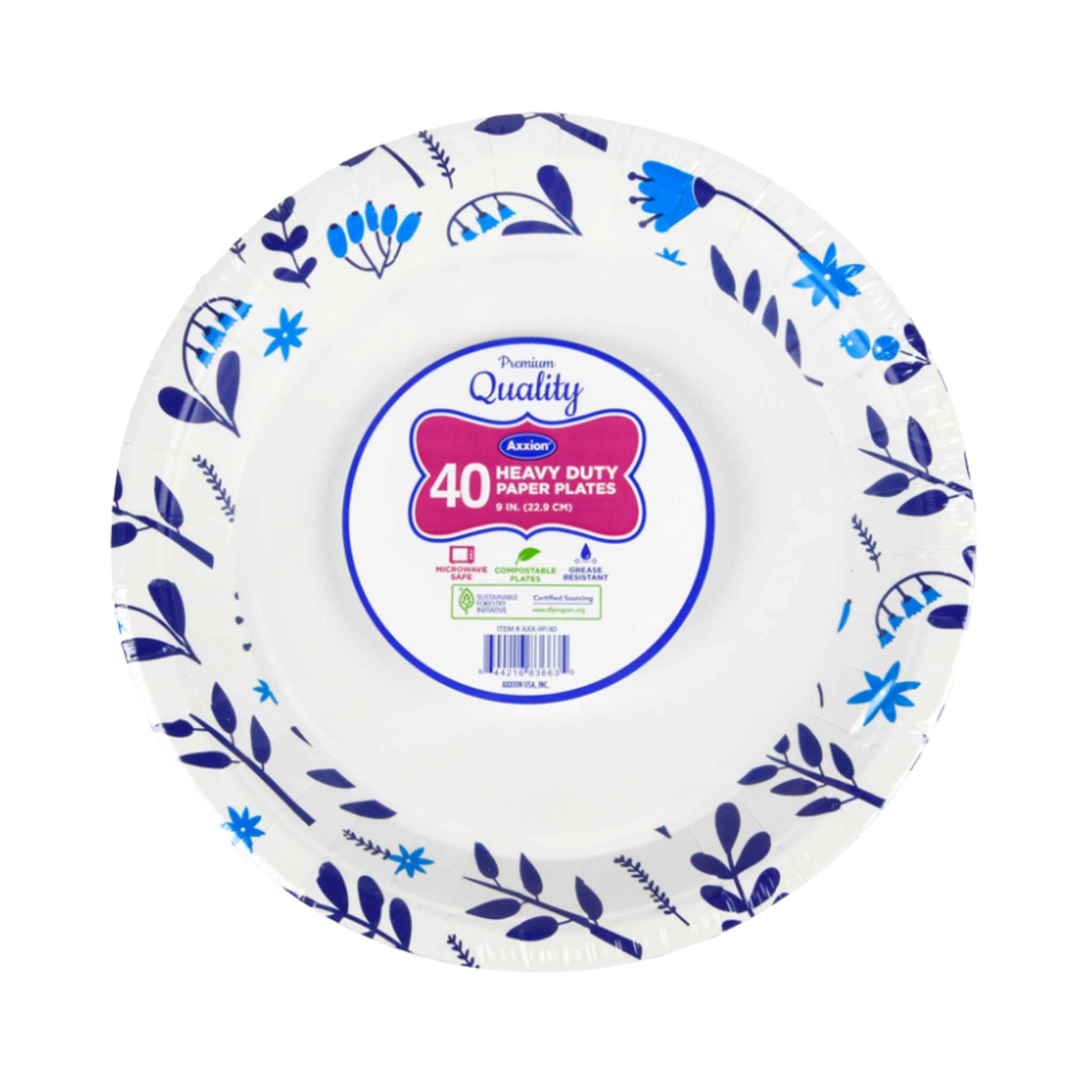 Axxion Heavy Duty Paper Plates 9" 14/40ct