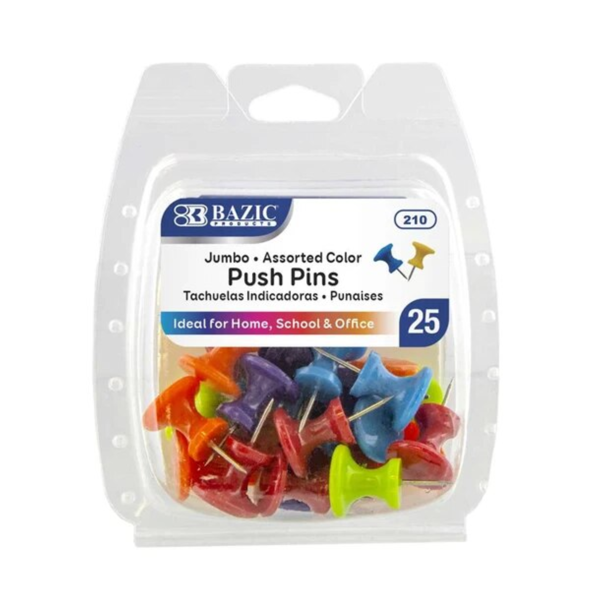 Bazic Assorted Push Pins 12/25ct