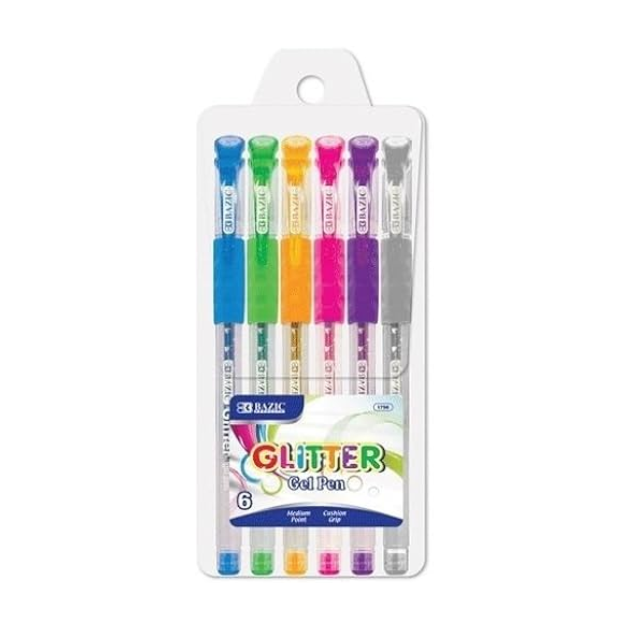 Bazic Glitter Gel Pen 12/6ct