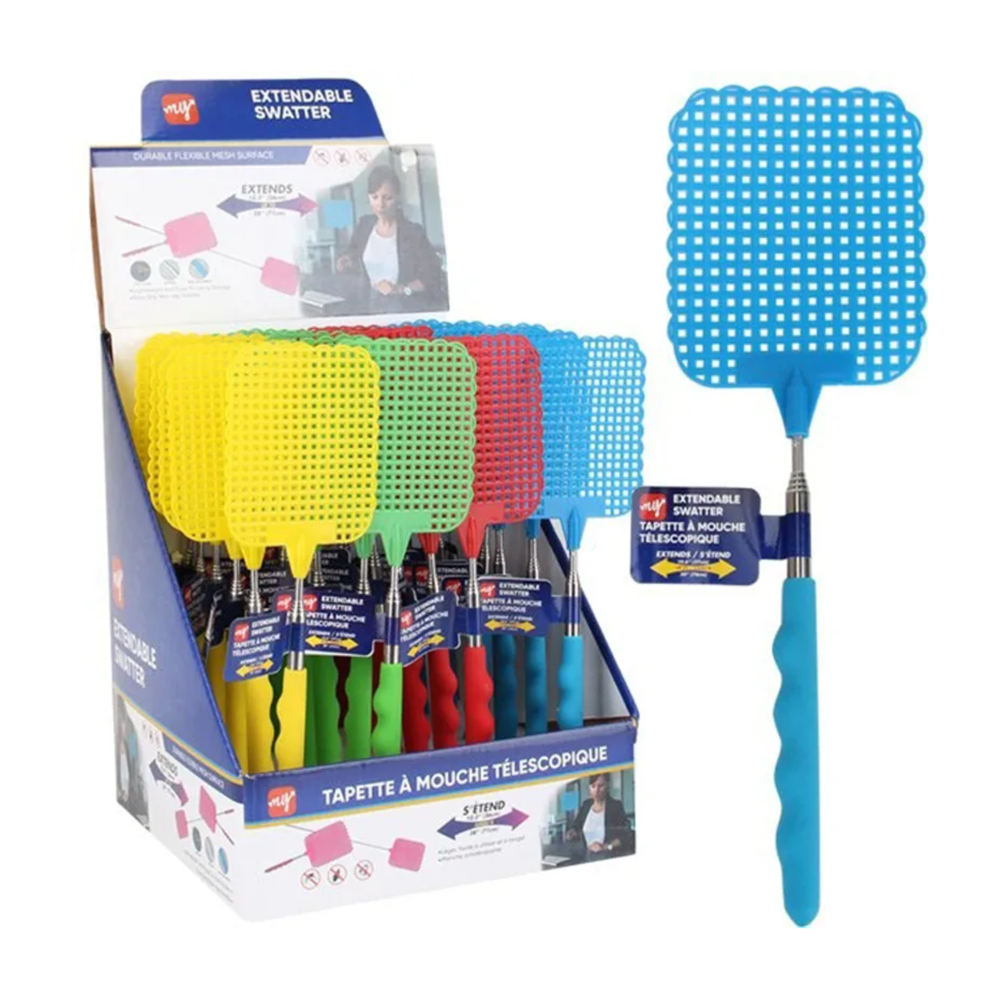Extendable Fly Swatter Display 24/1ct