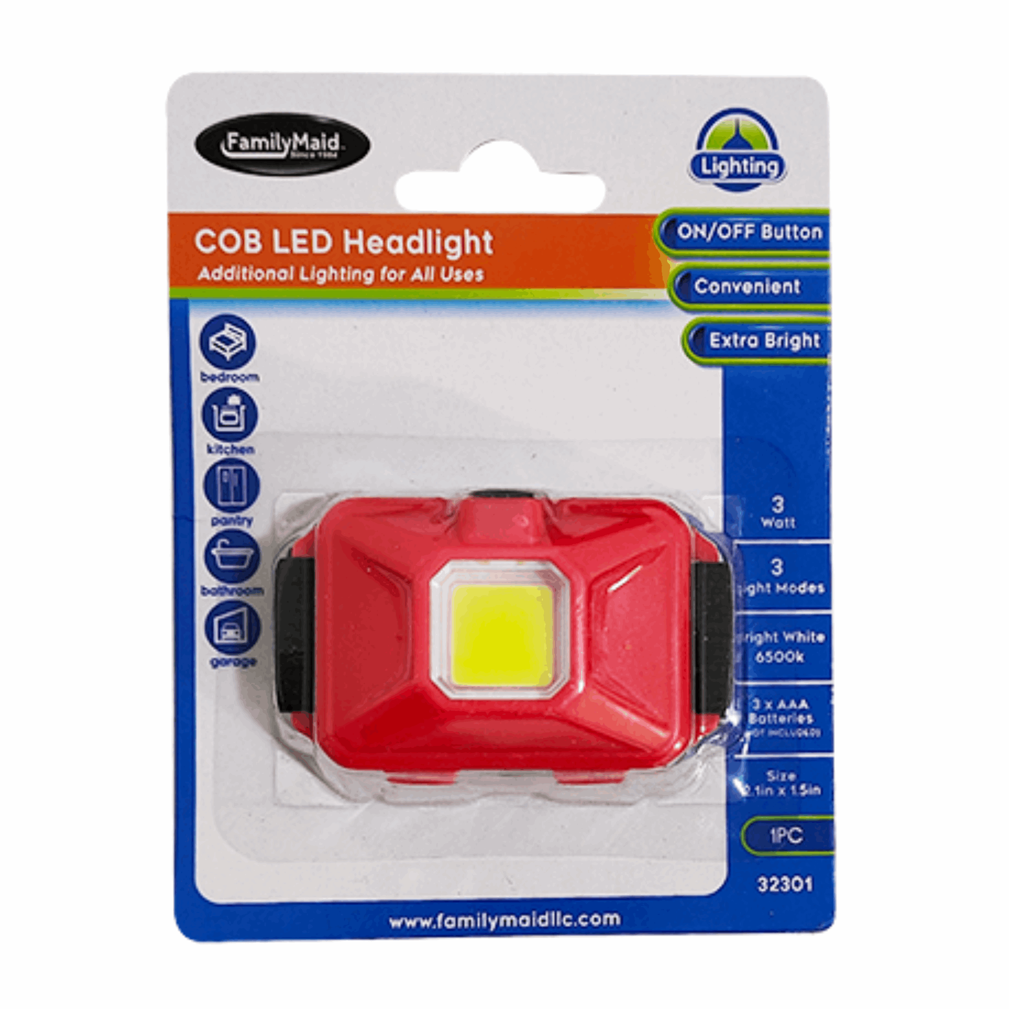 FamilyMaid COB LED Headlight Square 12/1ct