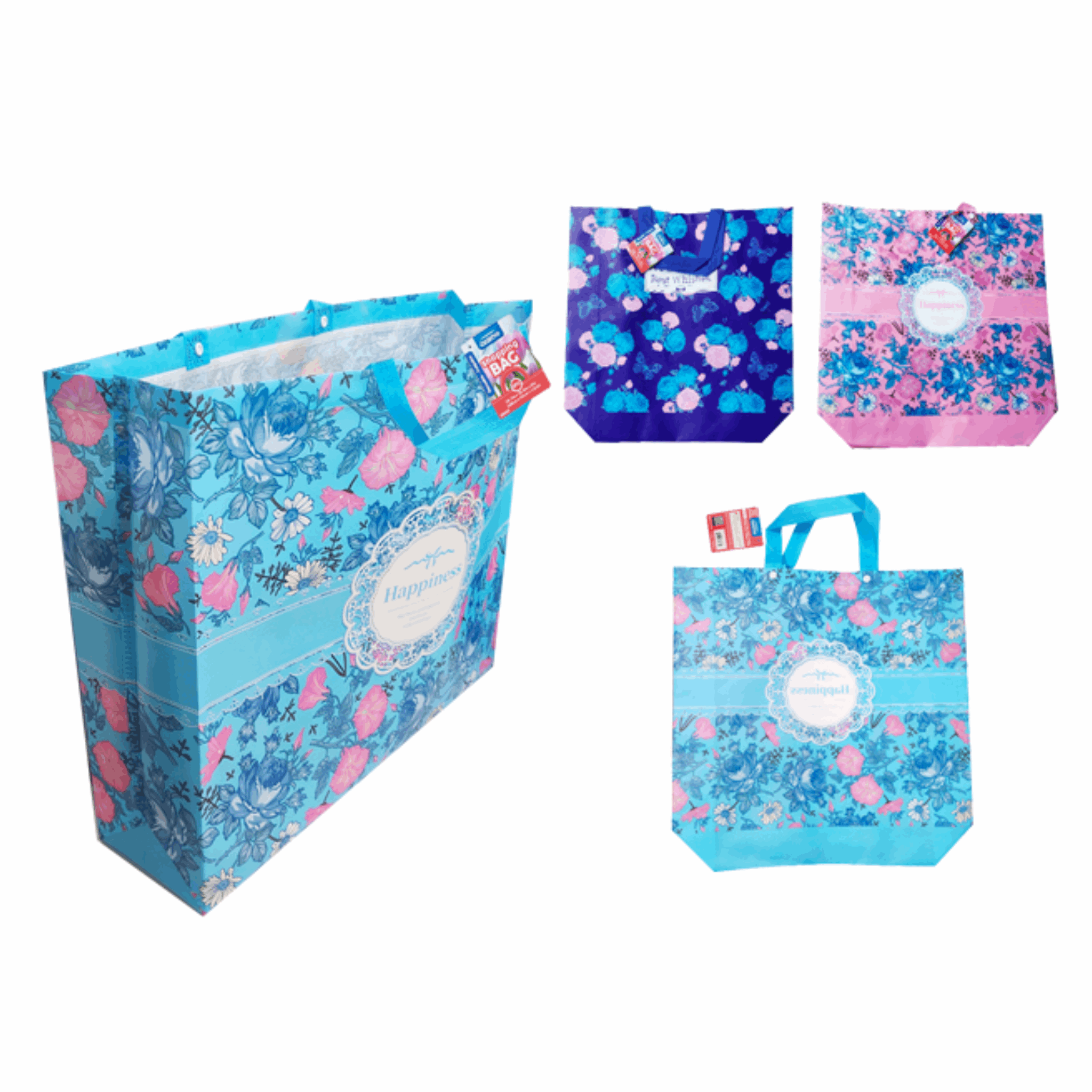 FamilyMaid Flowers Reusable Shopping Bag 18.7"x16.5"x5" 12/1ct