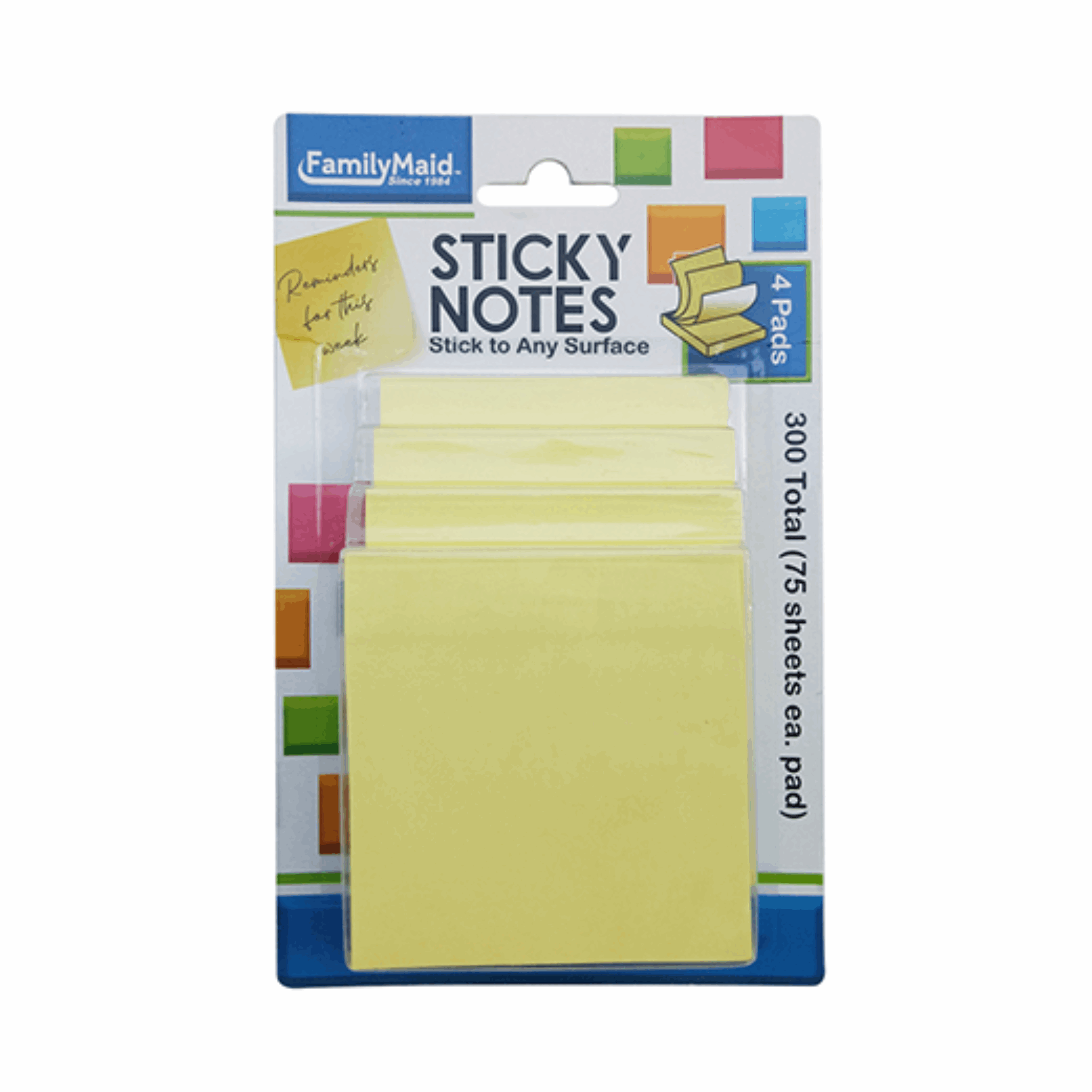 FamilyMaid Sticky Notes 75 Sheet 12/4ct