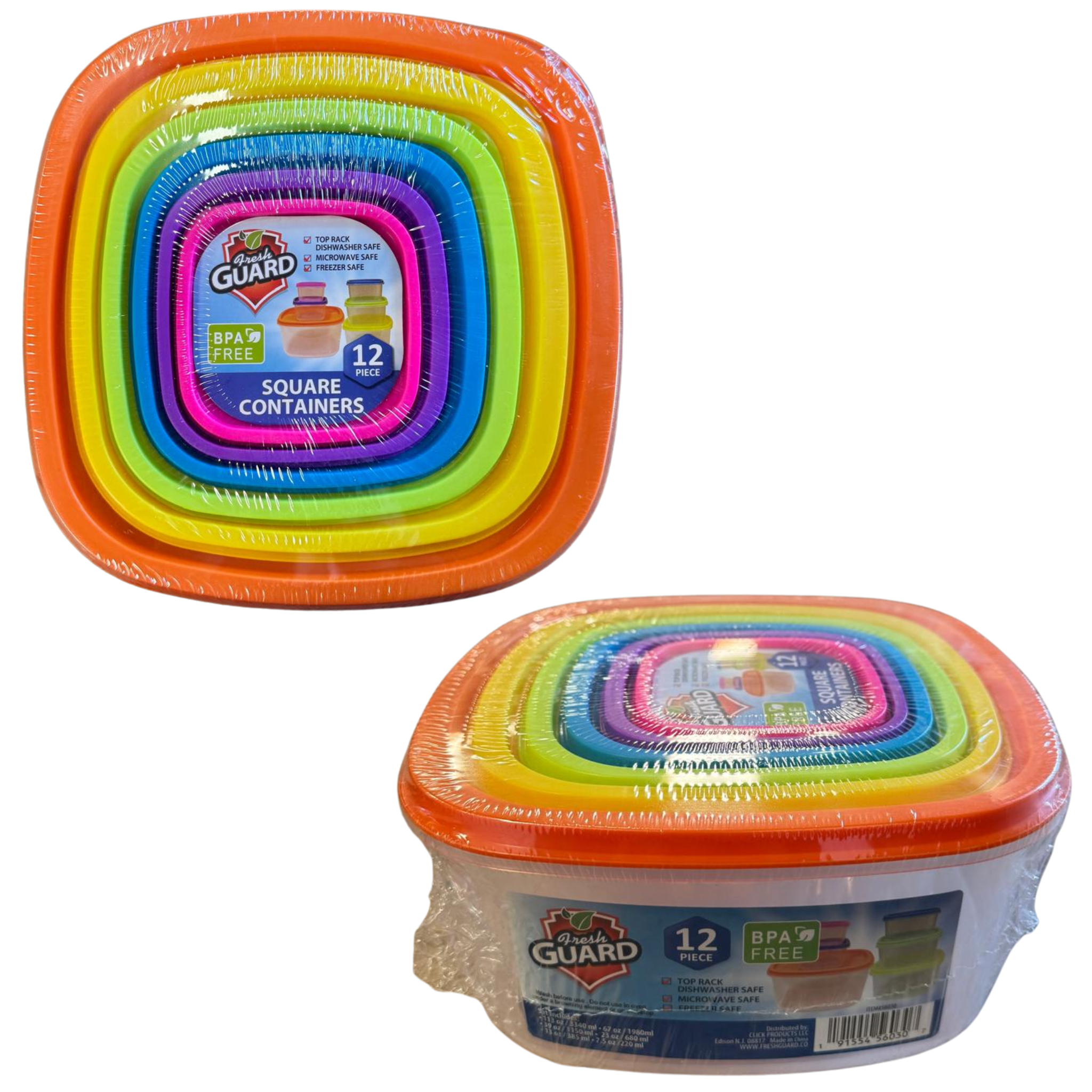 FreshGuard Food Storage Square Medium Set 1/6ct