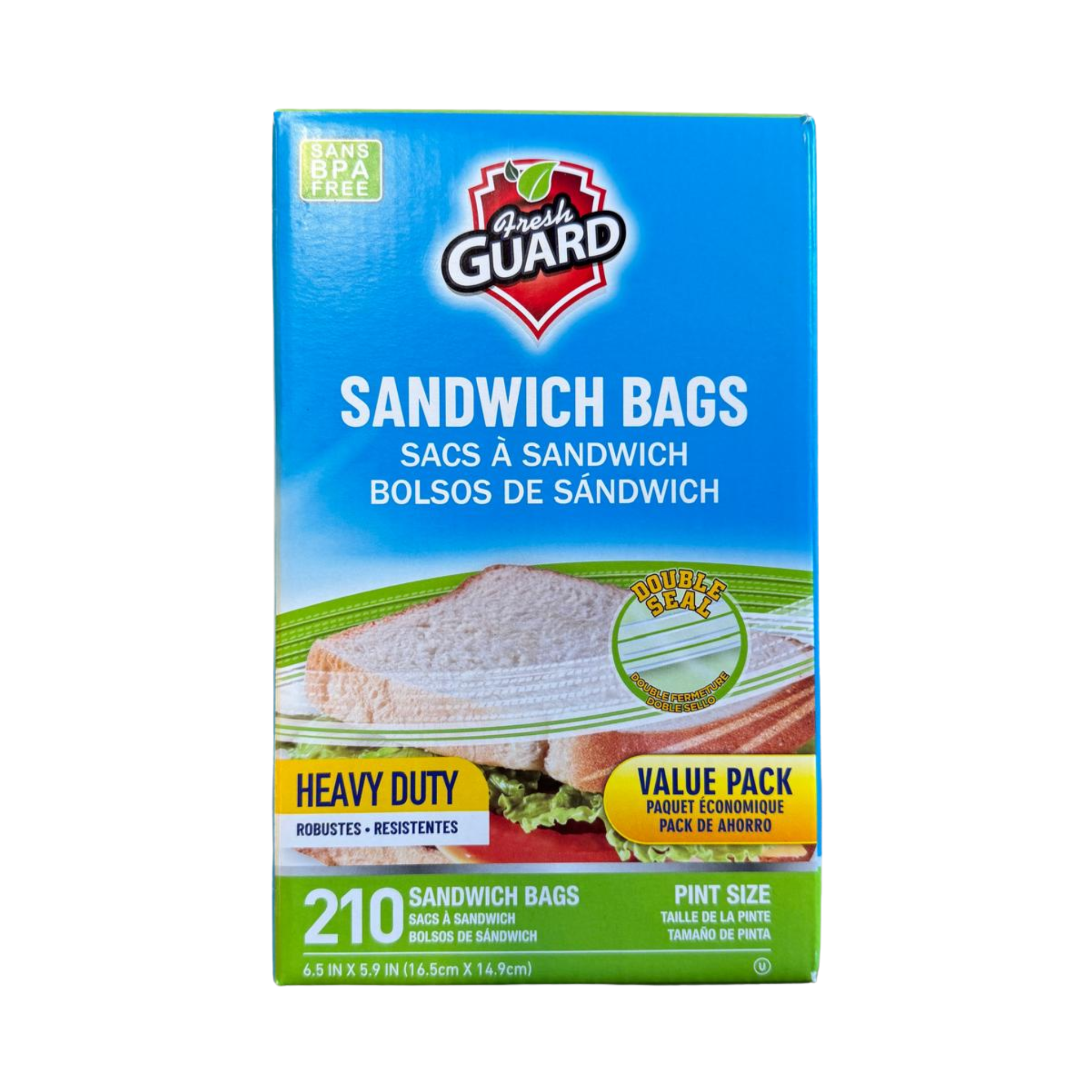 FreshGuard Sandwich Bags 1/210ct/1 Pint