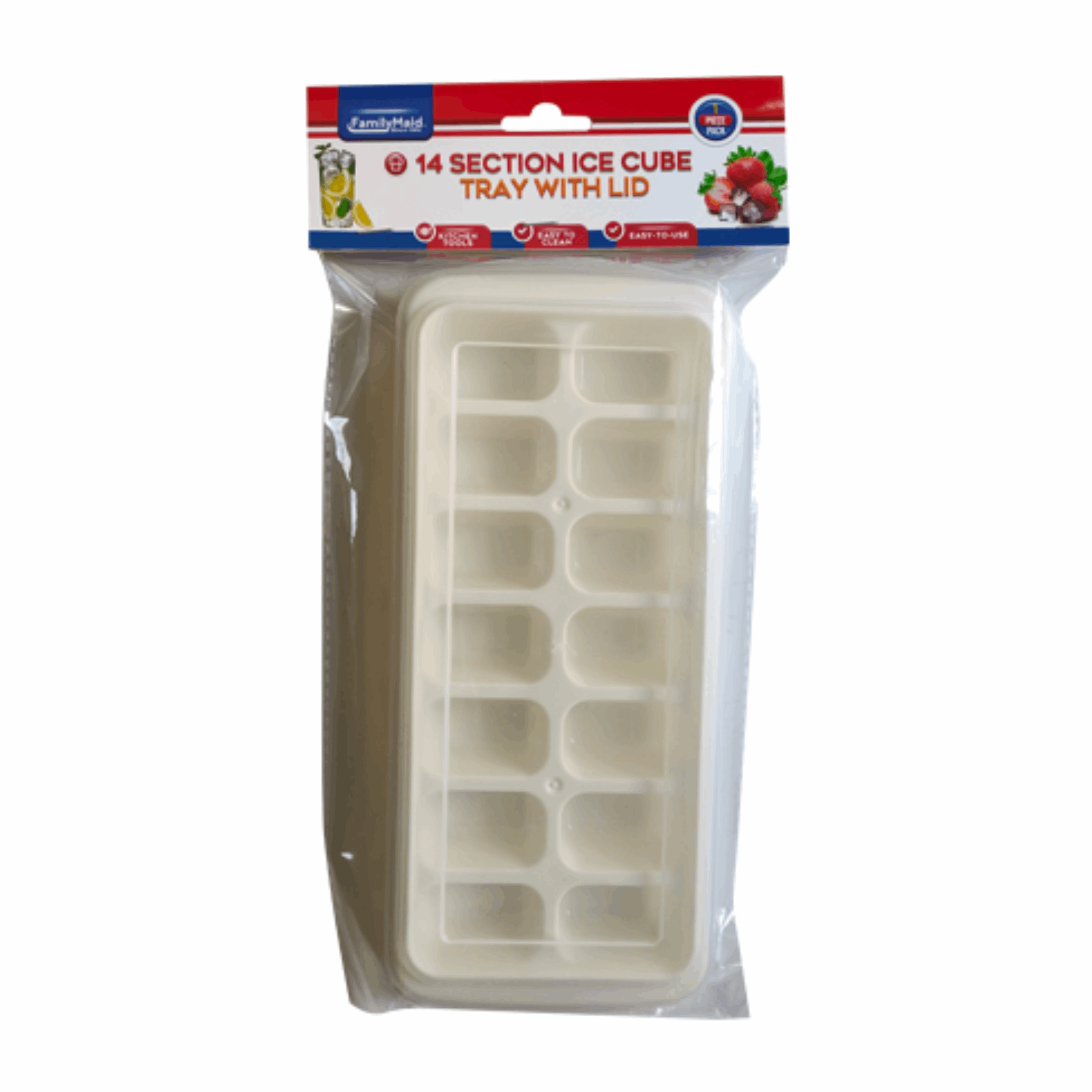 FamilyMaid Ice Cube Tray w/ Lid 14 Section 6/1ct