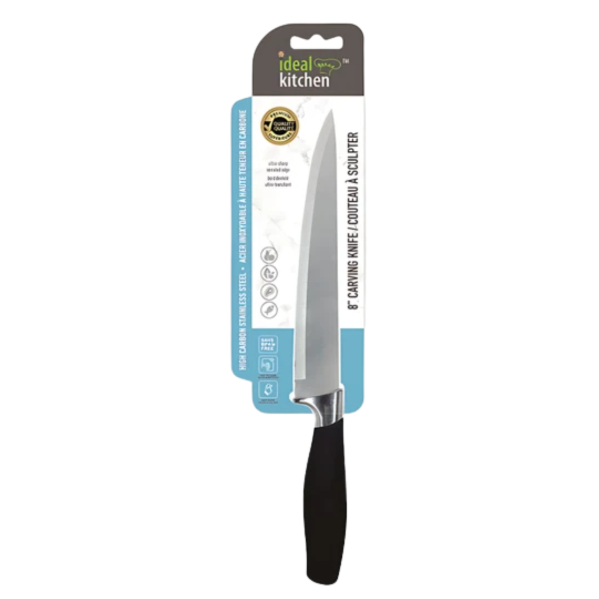 Ideal Kitchen Knife w/ Plastic Handle Carving Knife 8"