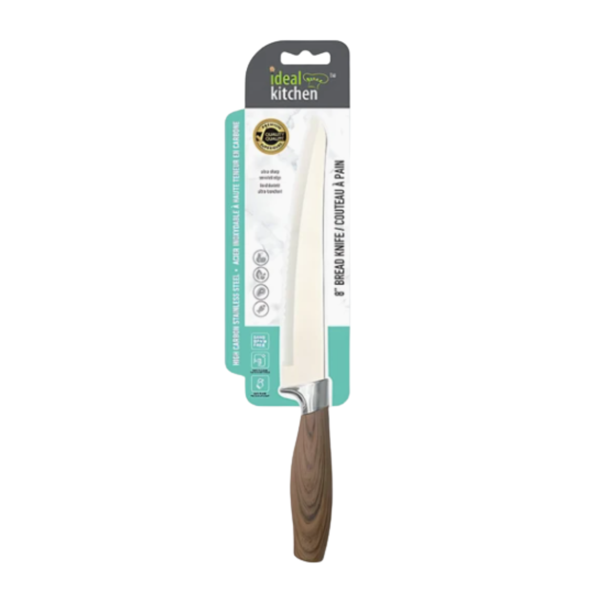 Ideal Kitchen Knife w/ Wood Handle Bread Knife 8"
