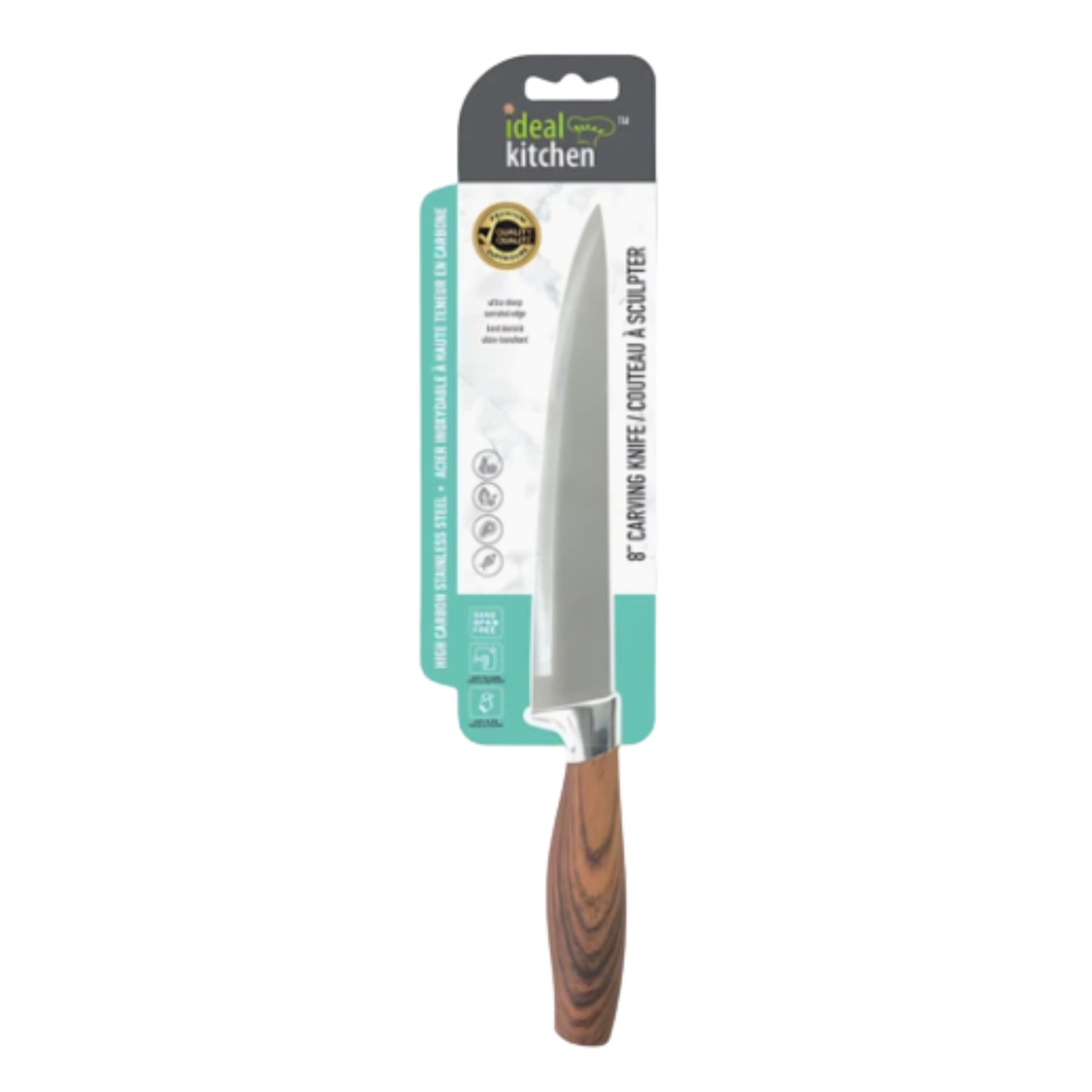 Ideal Kitchen Knife w/ Wood Handle Carving Knife 8"