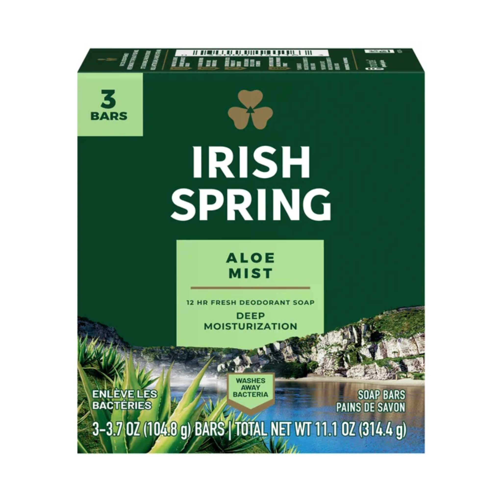 Irish Spring Aloe Mist Bar 3/3ct