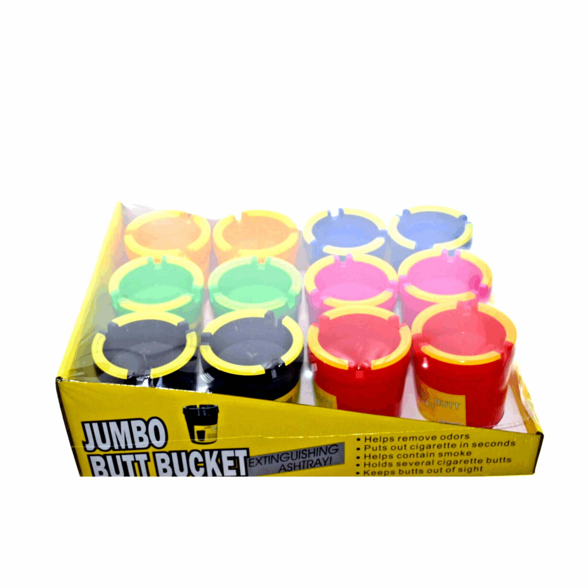 Jumbo Butt Bucket Ash Tray Mixed Color 12/1ct