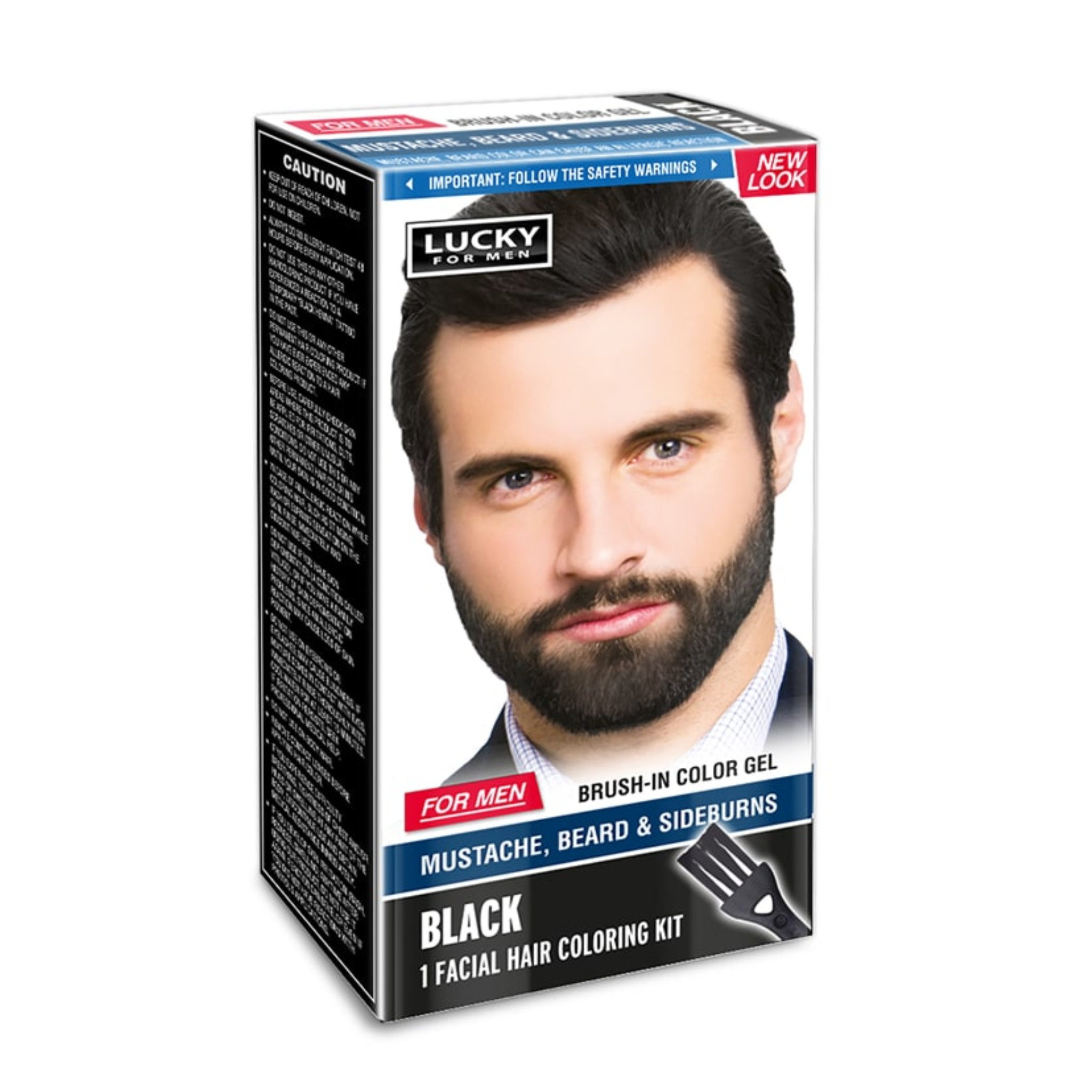 Lucky Men Mustache & Beard Black Coloring Kit 12/1ct