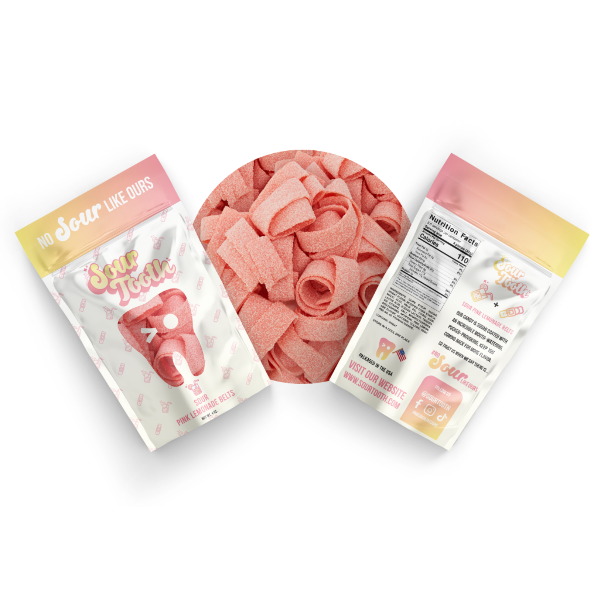 Sour Tooth Pink Lemonade Belts 12/4oz