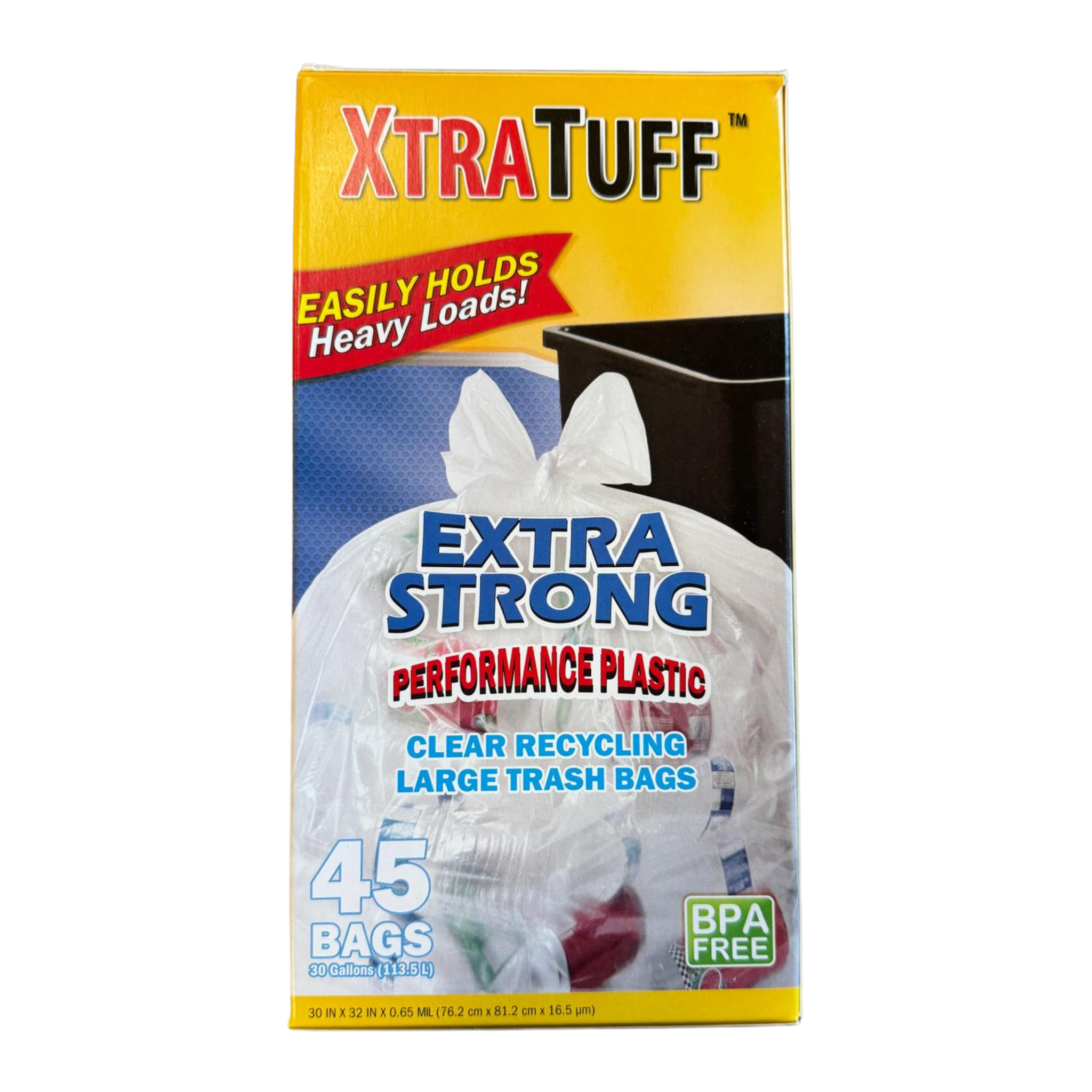 XtraTuff Clear Recycling Bags Large 1/45ct/30 Gal