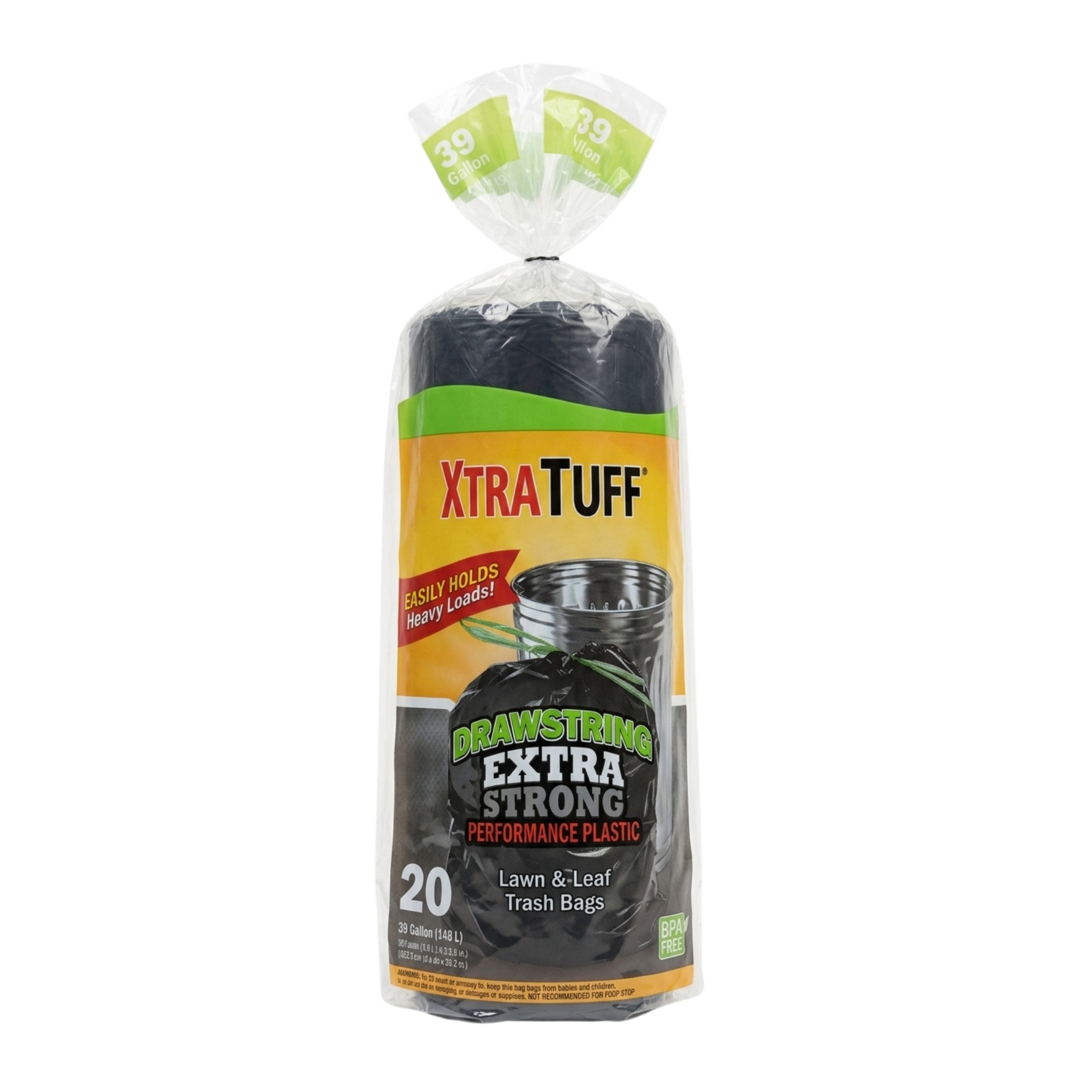 XtraTuff Drawstring Trash Bags Strong 1/20ct/39 Gal
