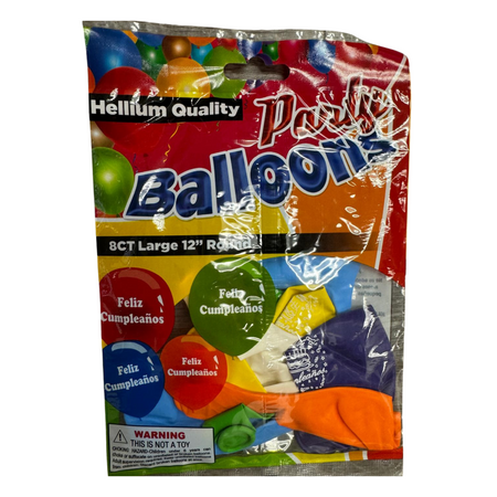 Balloons Feliz Cumpleanos 12/8ct