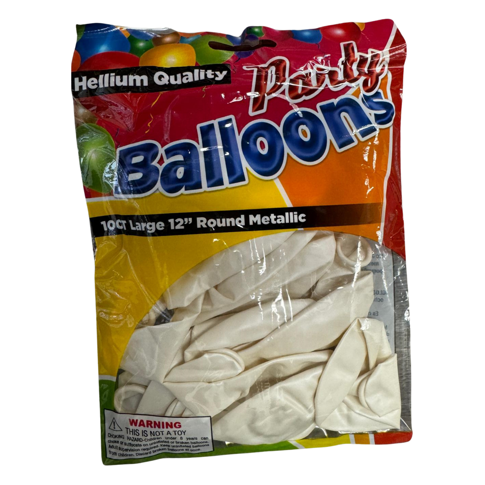 Balloons White Metallic 12/10ct