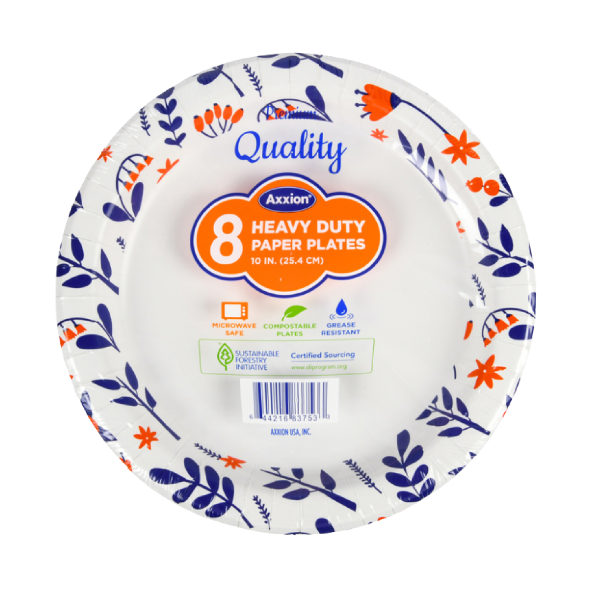 Axxion Heavy Duty Paper Plates 10" 36/8ct