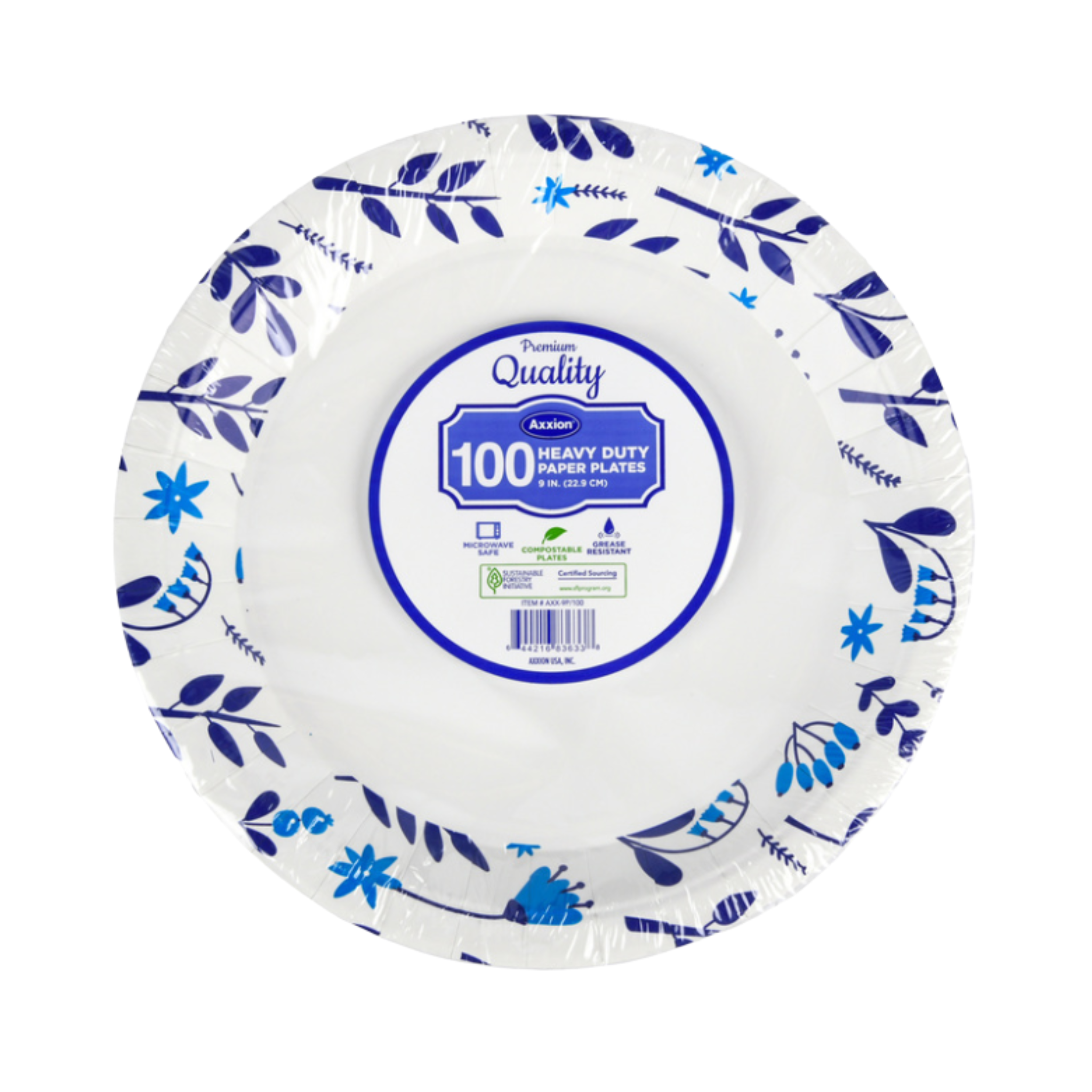 Axxion Heavy Duty Paper Plates 9" 4/100ct