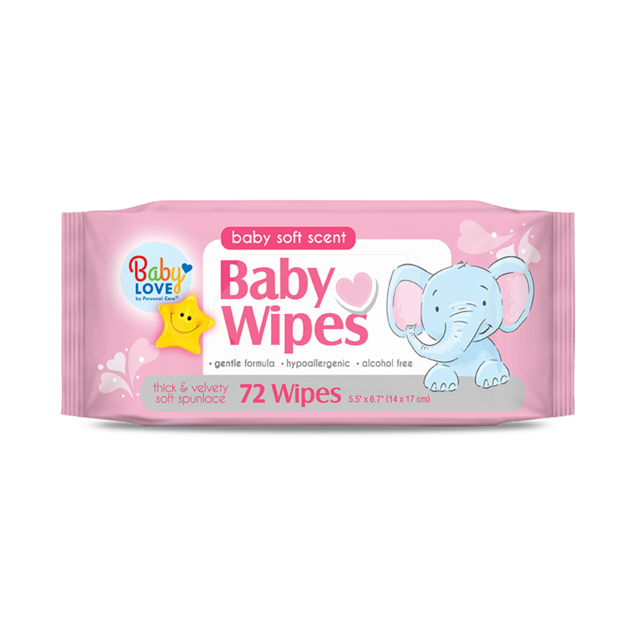 Baby Love Baby Wipes Pink 12/72ct