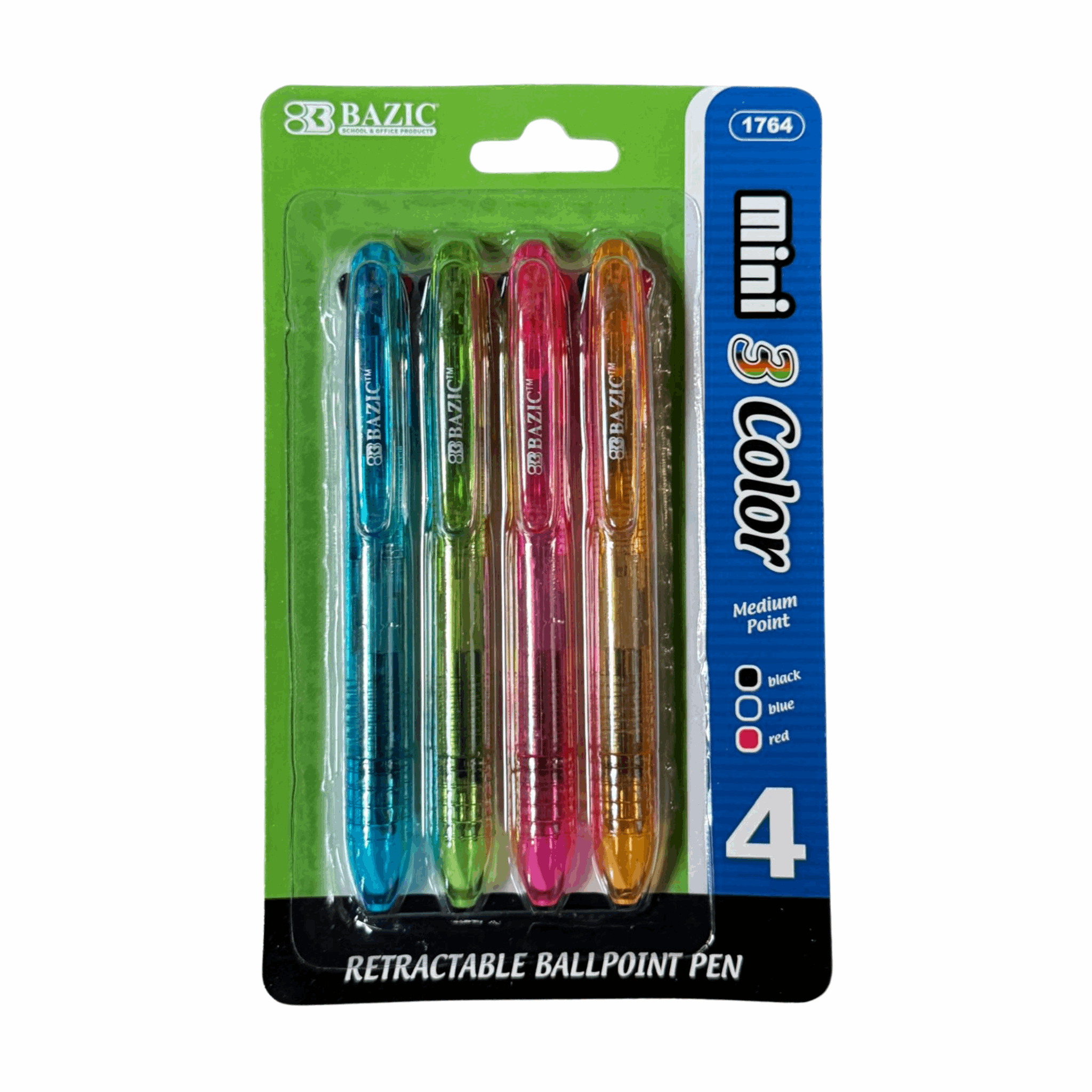 Bazic Mini 3 Color Pen 12/4ct