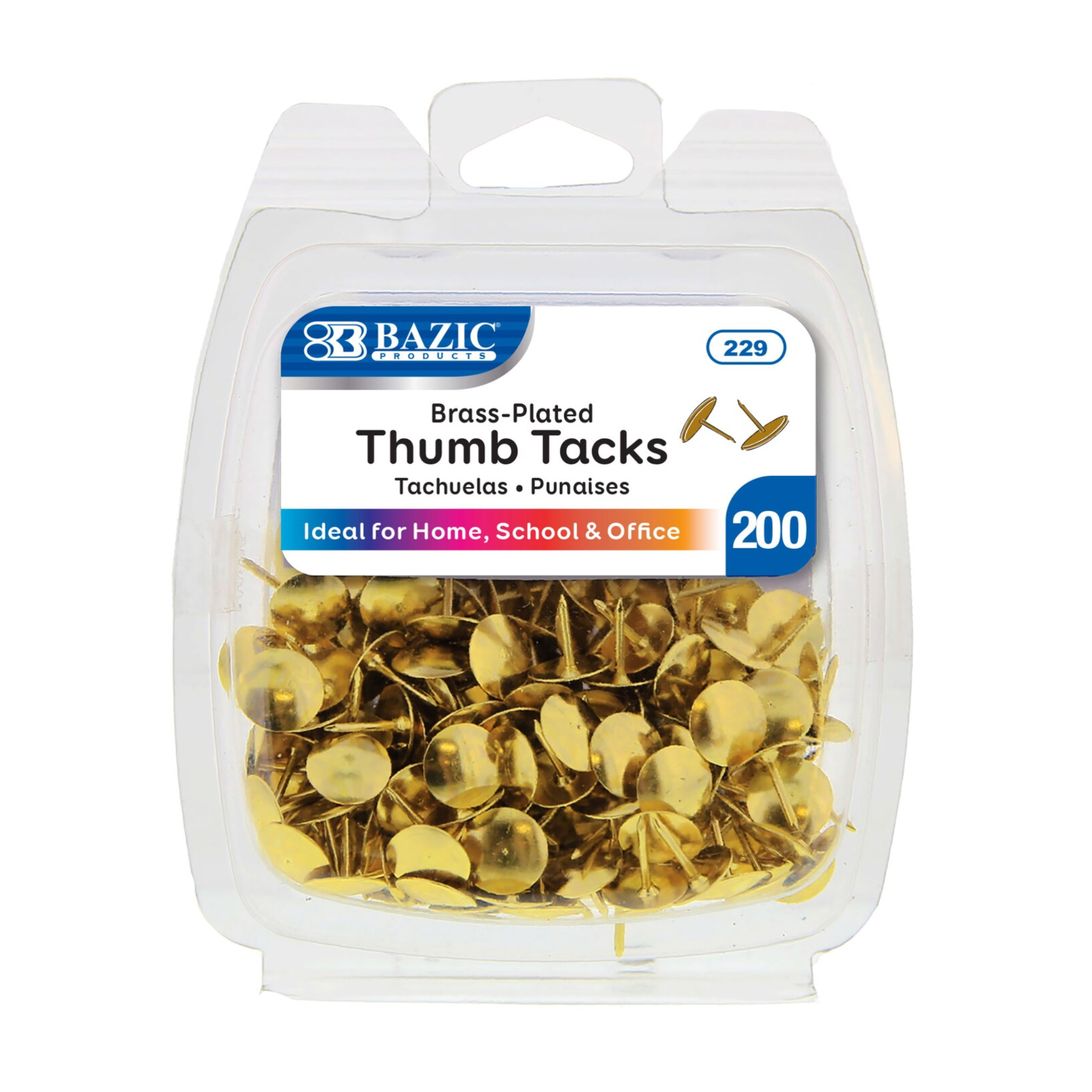 Bazic Brass Thumb Tacks 12/200ct