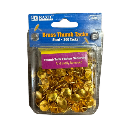 Bazic Brass Thumb Tacks 12/200ct
