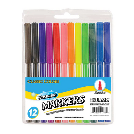 Bazic Classic Color Markers 12/12ct