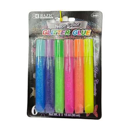 Bazic Glitter Glue Neon Color 12/1ct
