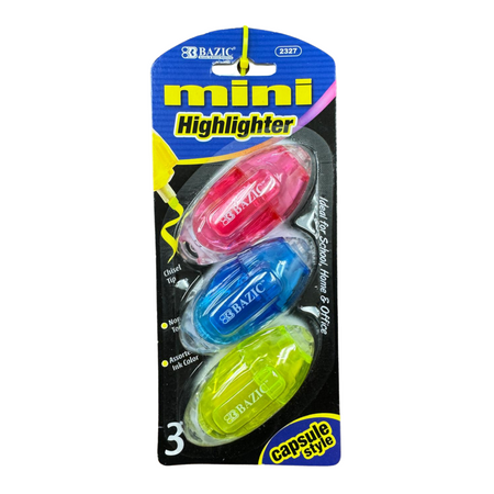 Bazic Mini Capsule Highlighter 12/1ct