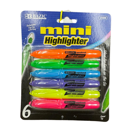 Bazic Mini Highlighters Assorted 12/1ct
