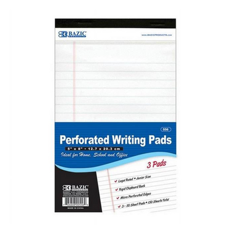 Bazic Perforated Writing Pads 12/1ct