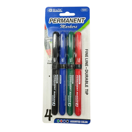 Bazic Permanent Markers Fine Tip 12/1ct