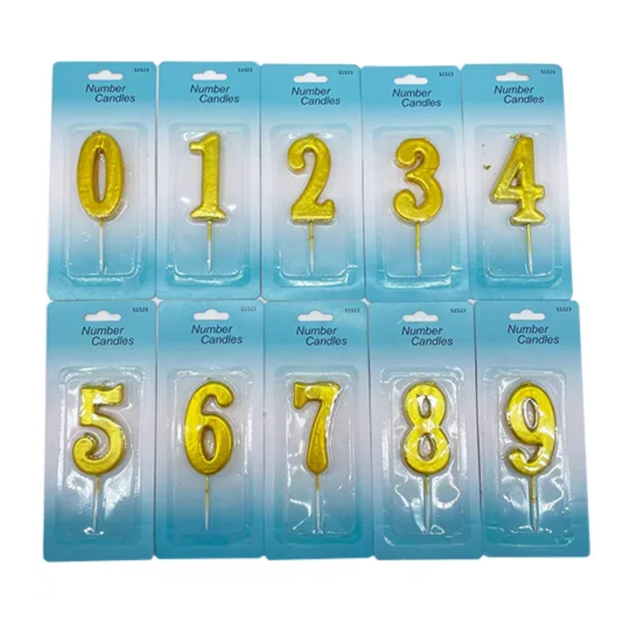 Birthday Candle Gold Assorted Numbers #0-9 36/1ct