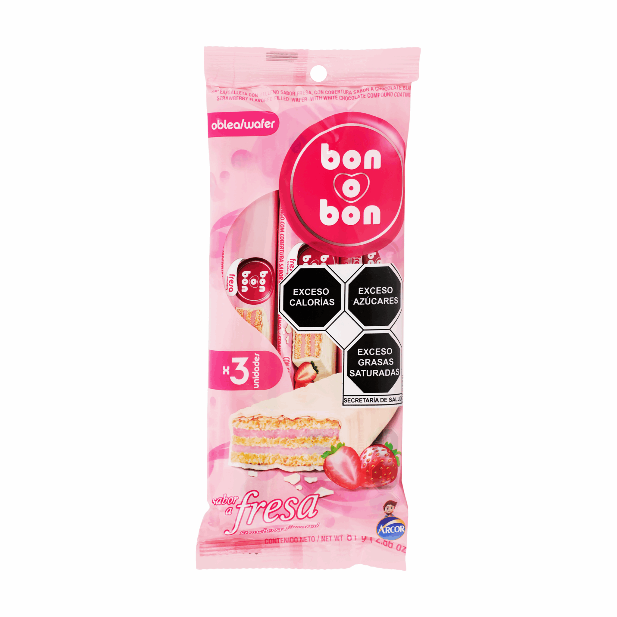 Bon o Bon Strawberry Wafer Bar 32/3ct