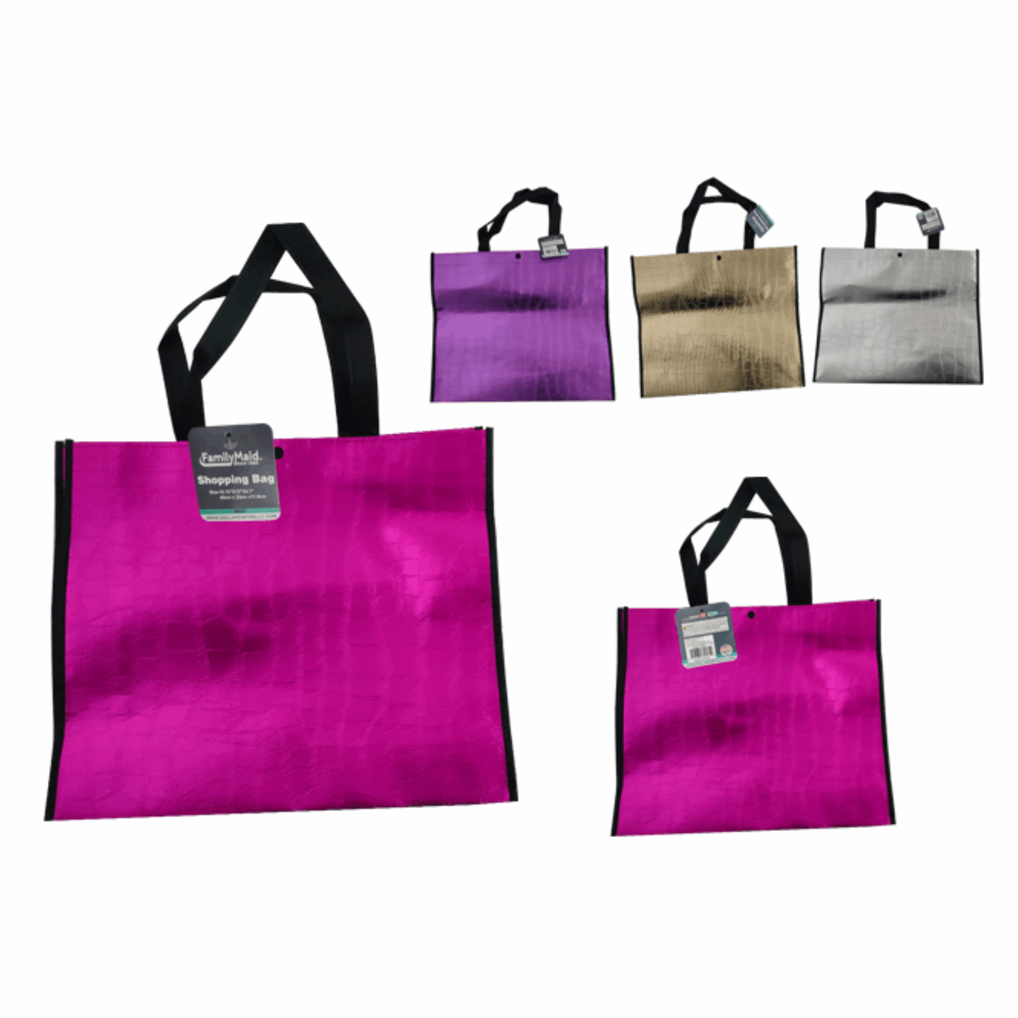 FamilyMaid Metallic Reusable Shopping Bag 15.75"x13" 24/1ct