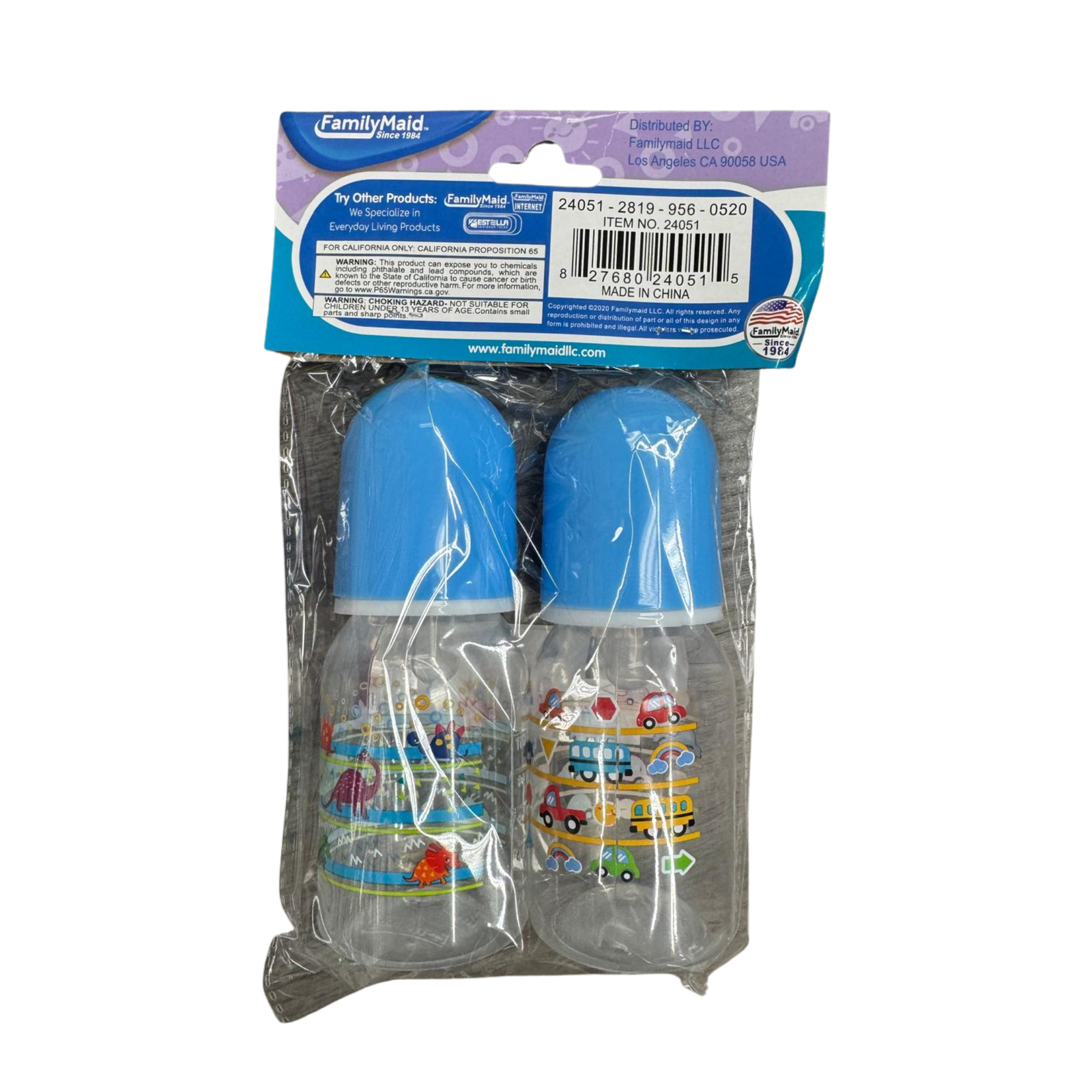 FamilyMaid Baby Bottle Blue & Pink 12/2ct/4oz