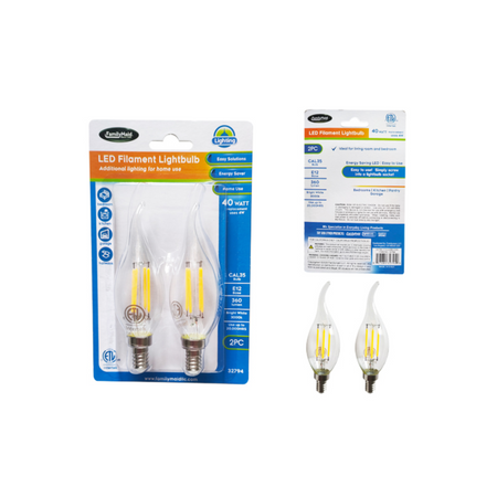 FamilyMaid Candelabra Bulb 2pk 40W 12ct
