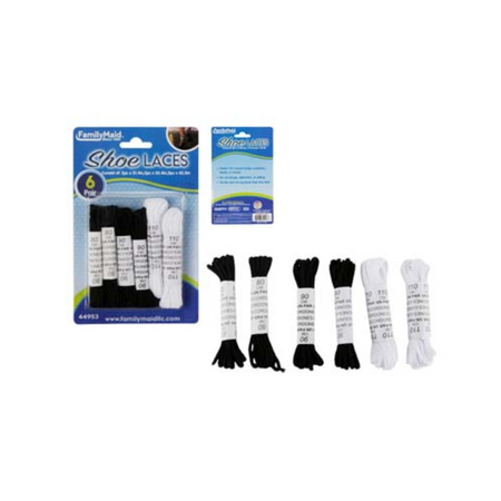 FamilyMaid Shoe Laces White & Black 12/6ct