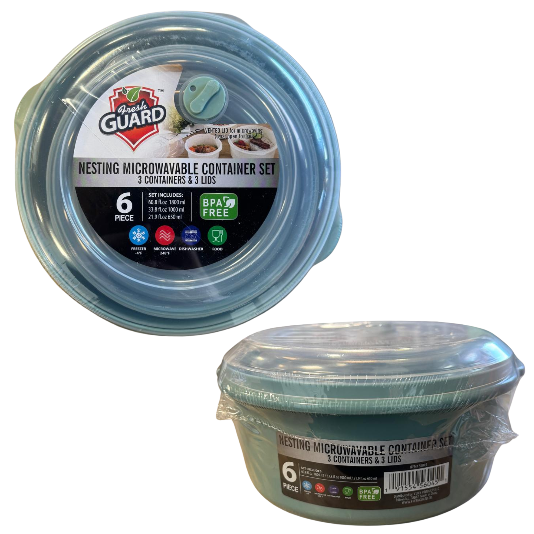 FreshGuard Microwavable Round Container Set 1/3ct