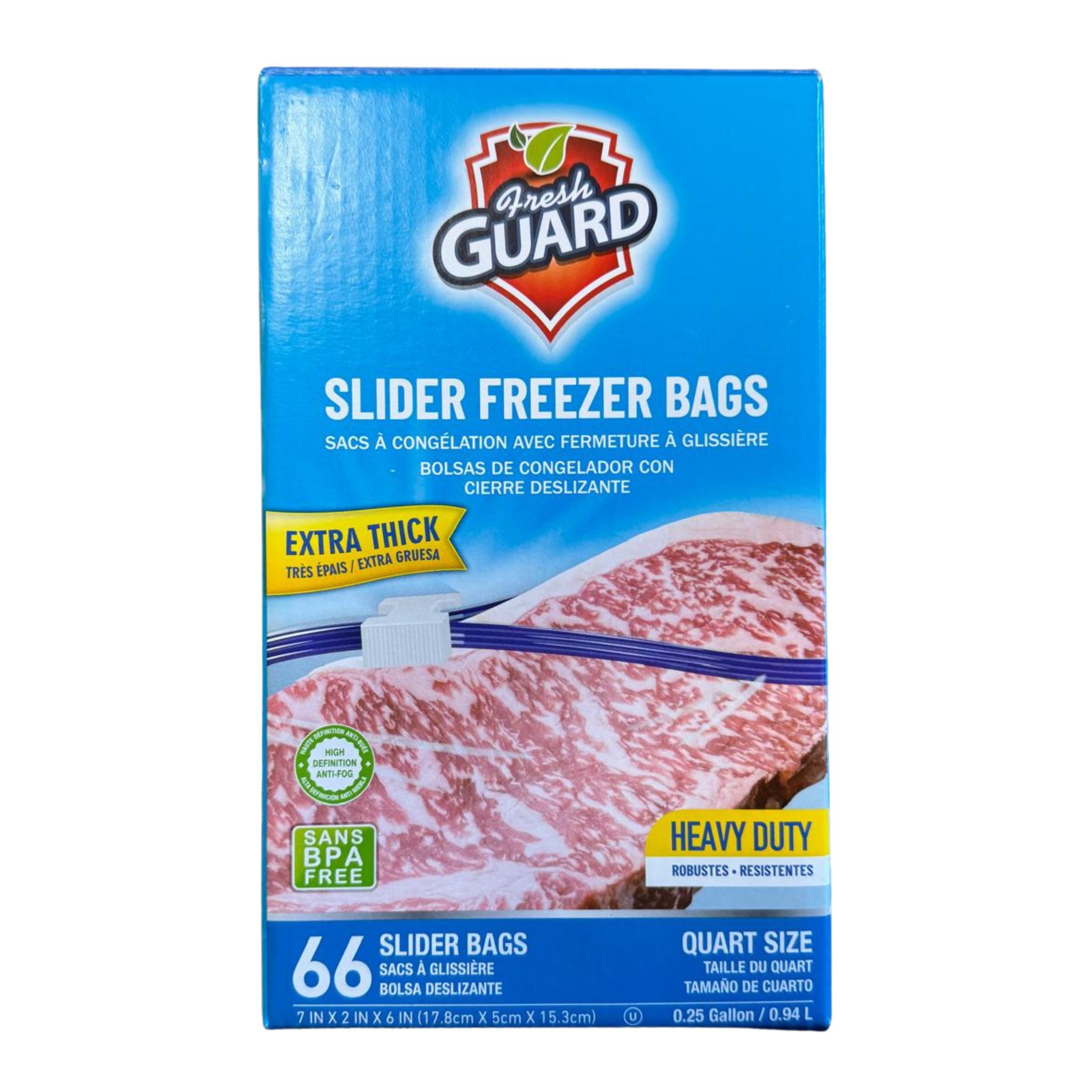 FreshGuard Slider Freezer Bags 1/66ct/1 Quart
