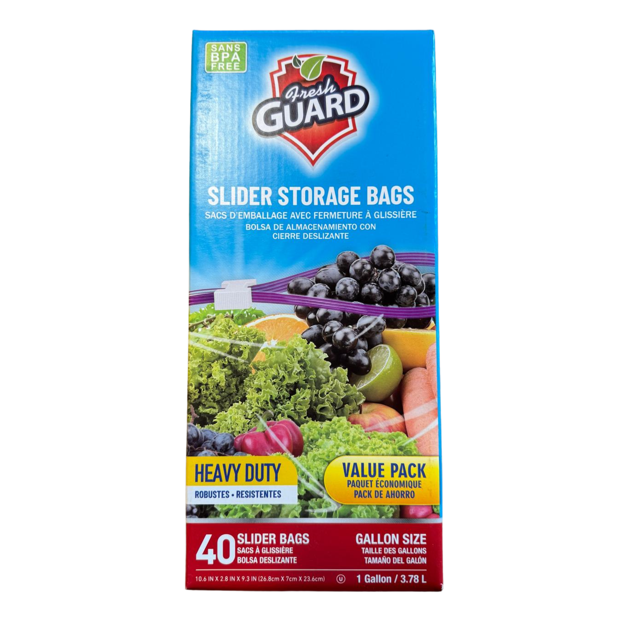 FreshGuard Slider Storage Bags 1/40ct/1 Gal