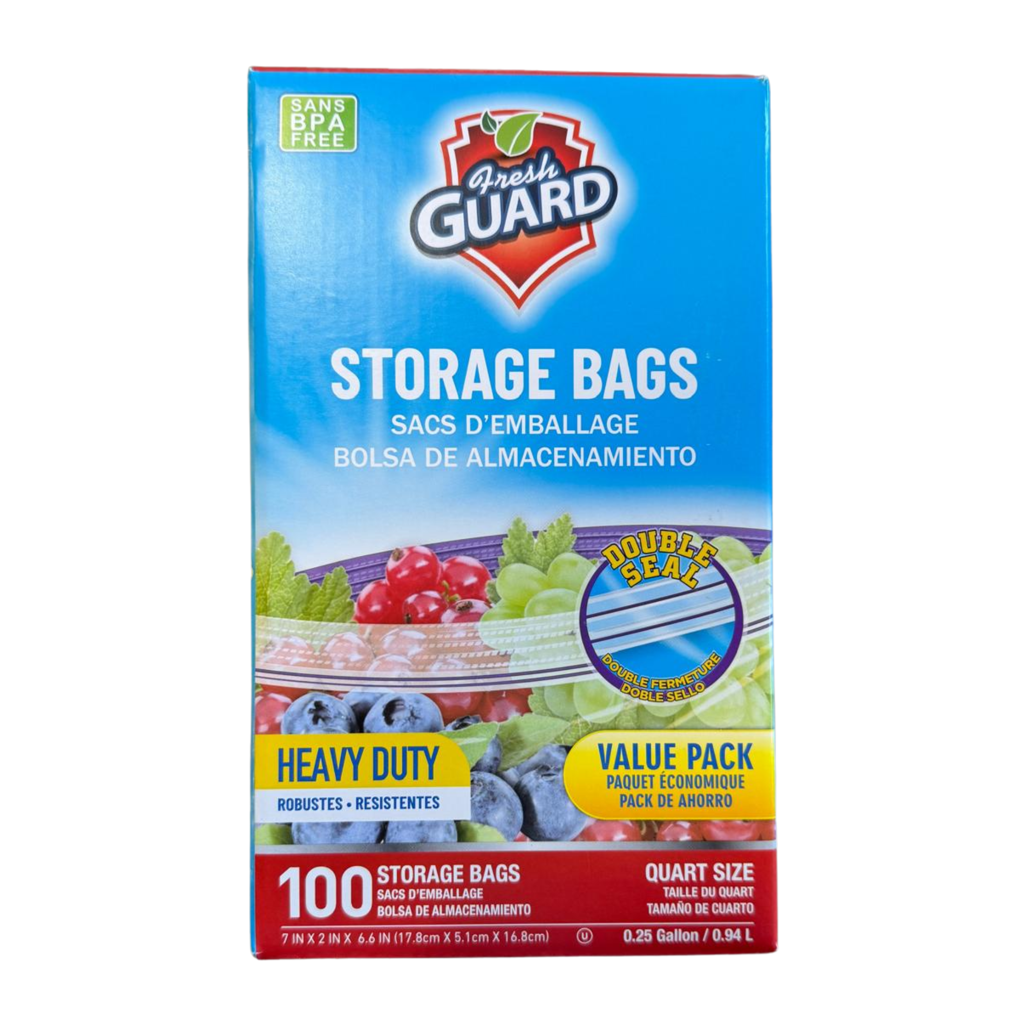 FreshGuard Storage Bags 1/100ct/1 Quart