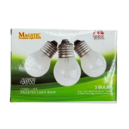 Global Brands Frosted Light Bulb 40W 40/3ct