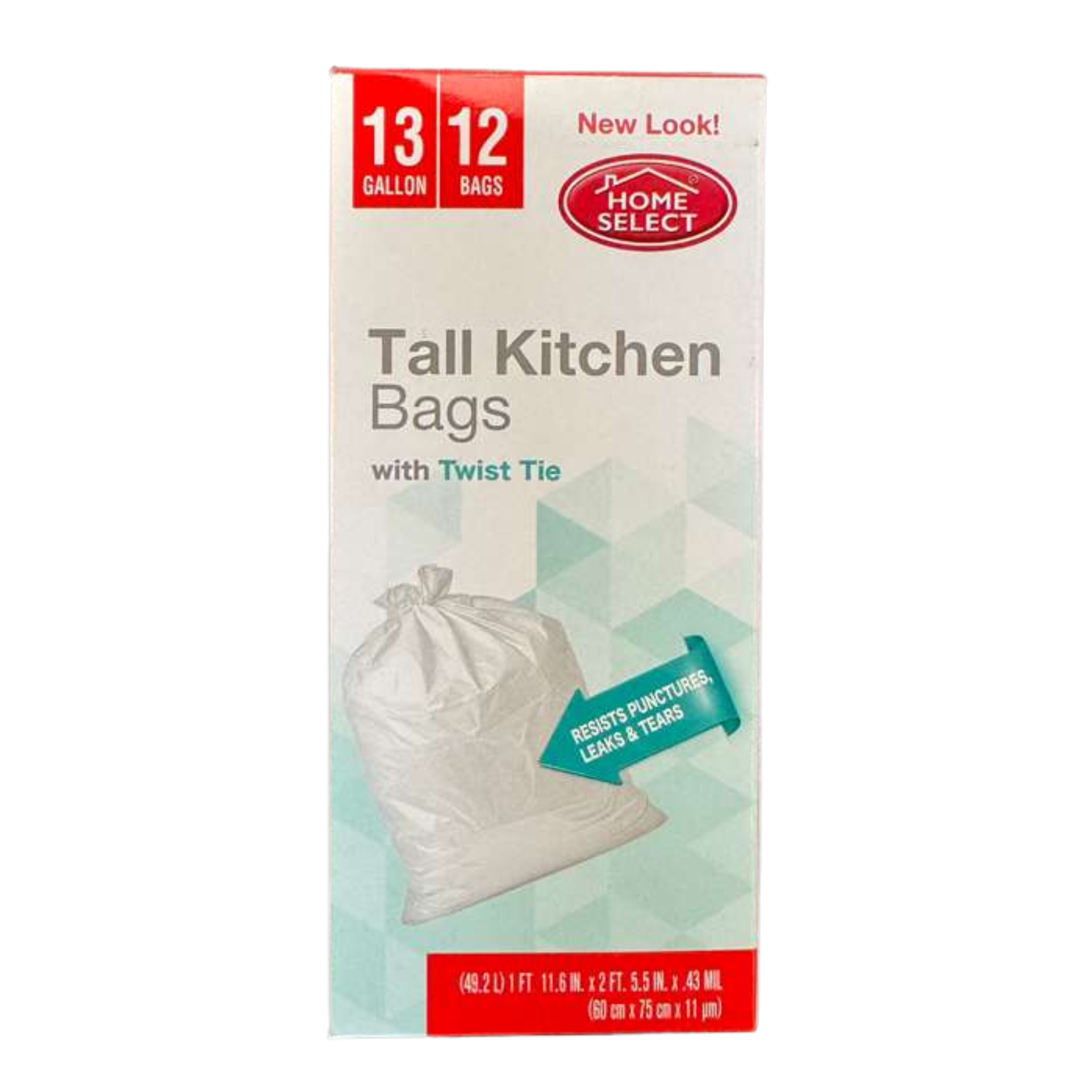 Home Select Trash Bags Kitchen 24/12ct/13 Gal