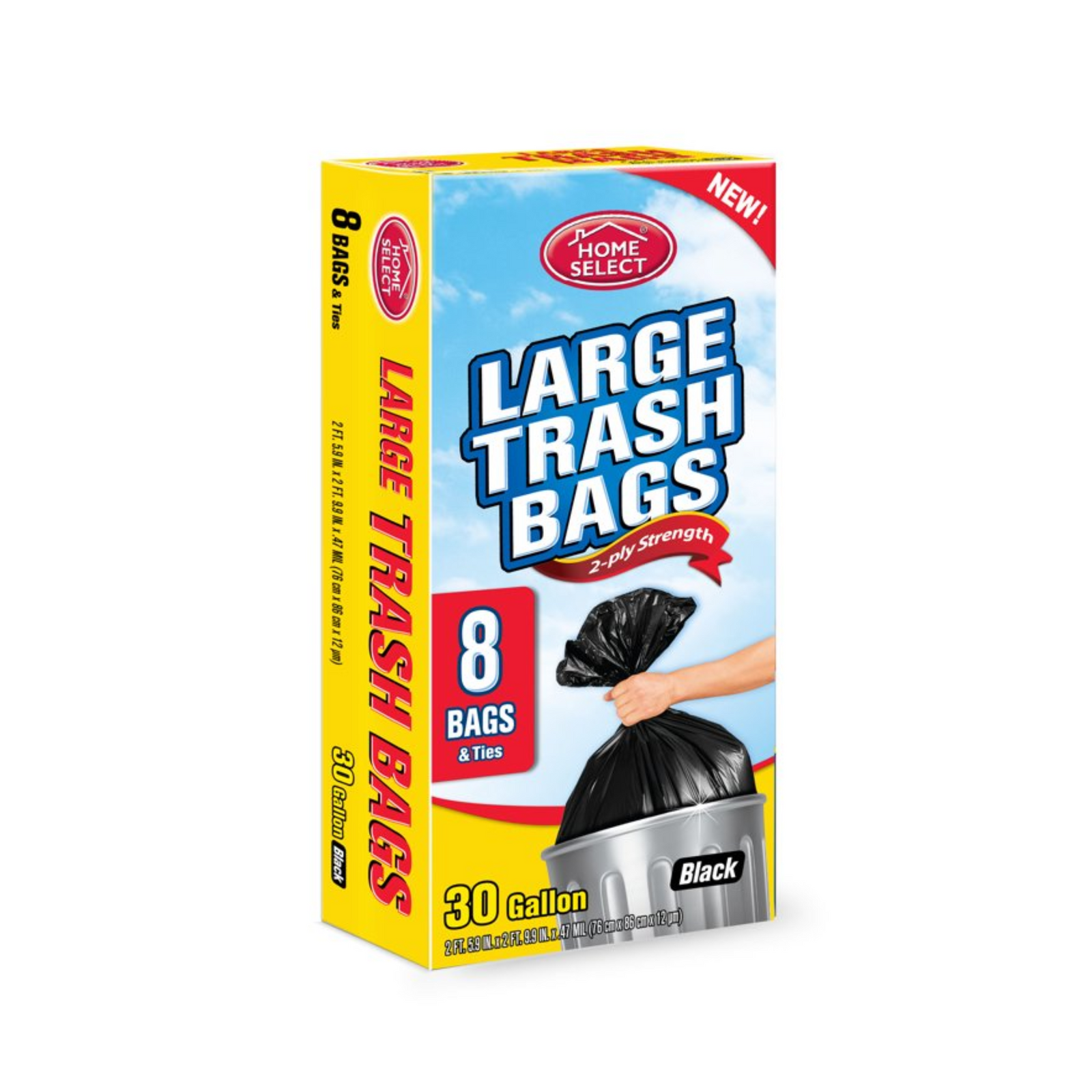 Home Select Large Trash Bags 24/8ct/30 Gal