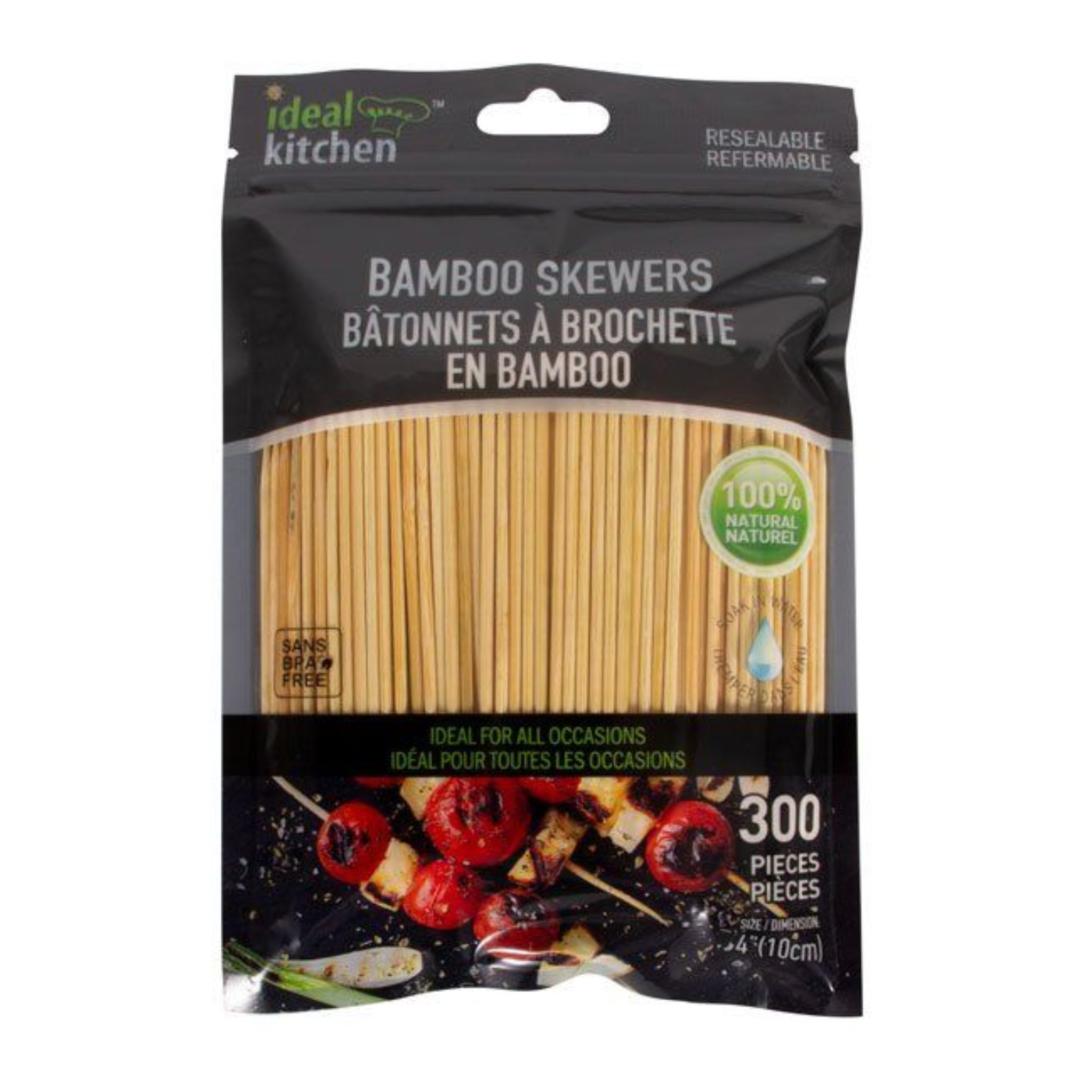 Ideal Kitchen Bamboo Skewer 4" 12/300ct